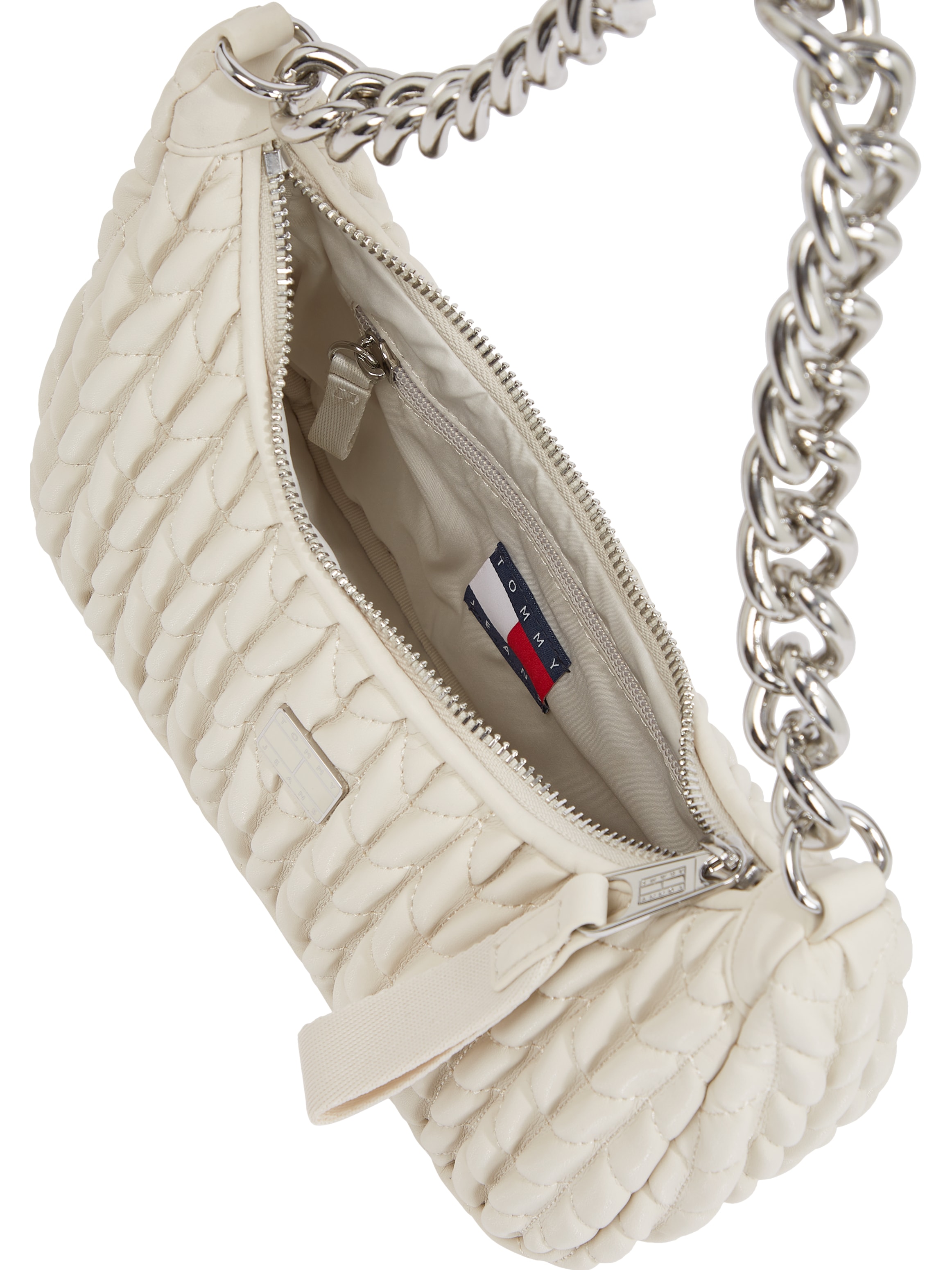 Tommy Jeans Umhängetasche »TJW ICONIC SHOULDER QUILTED«, Damen Schultertasche, Tragetasche mit Zierketten-Henkel