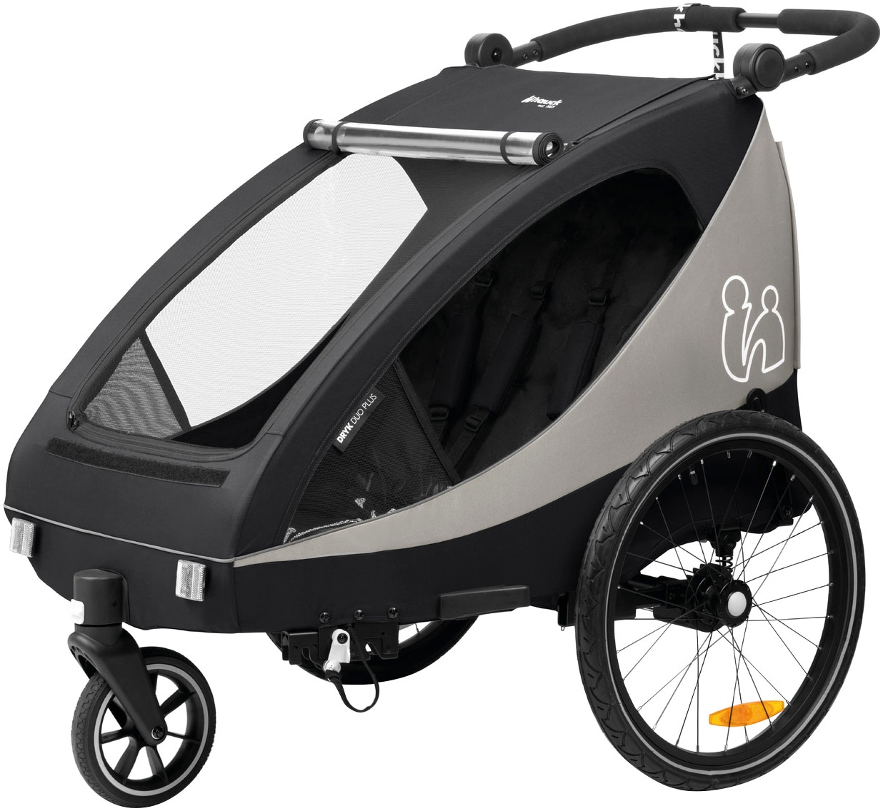 Hauck Fahrradkinderanhänger »2in1 Bike Trailer und Buggy Dryk Duo Plus, black«, für 2 Kinder; inklusive Deichsel