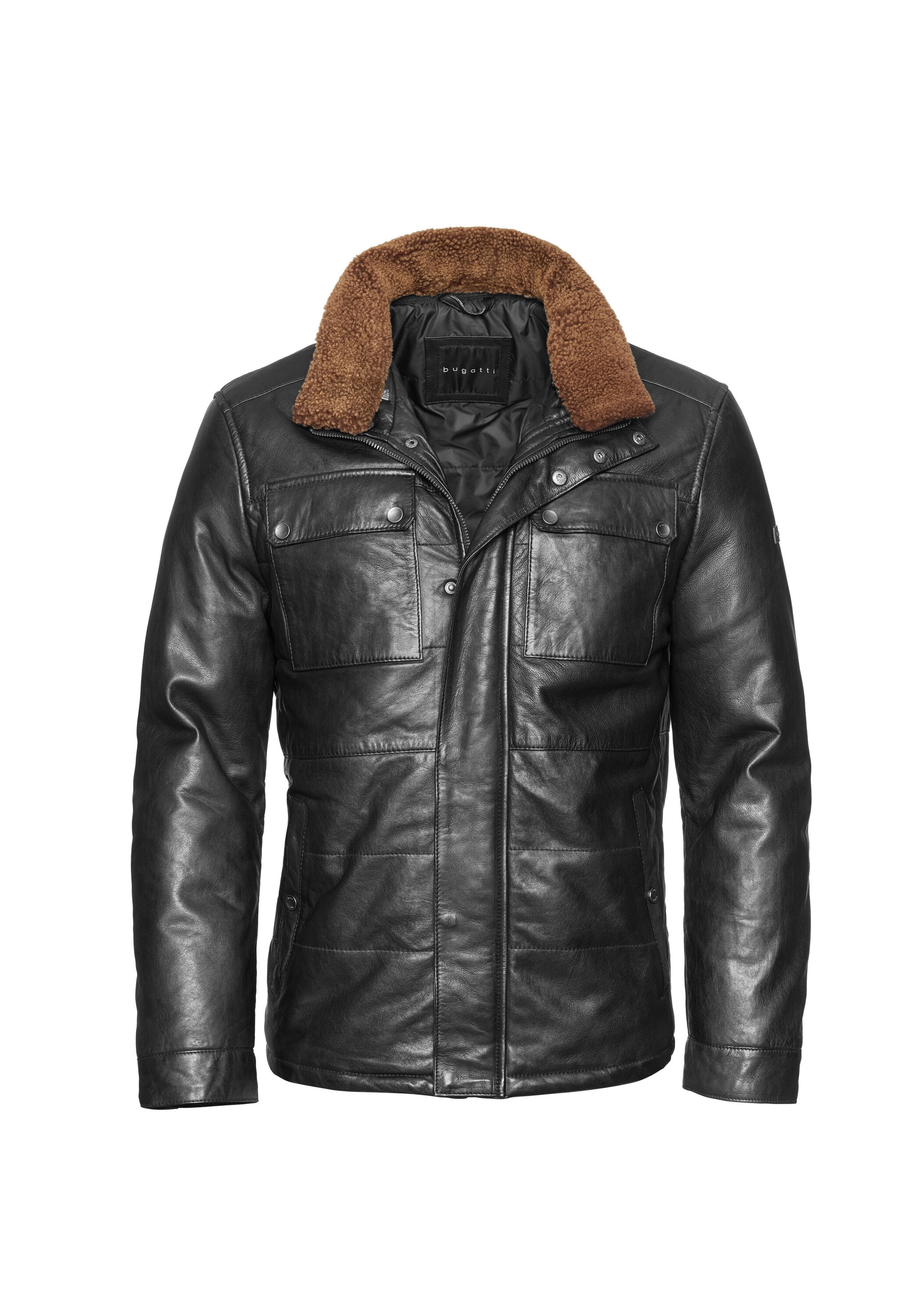 bugatti Lederjacke "BUMARCELLO" ohne Kapuze mit weichem Stehkragen