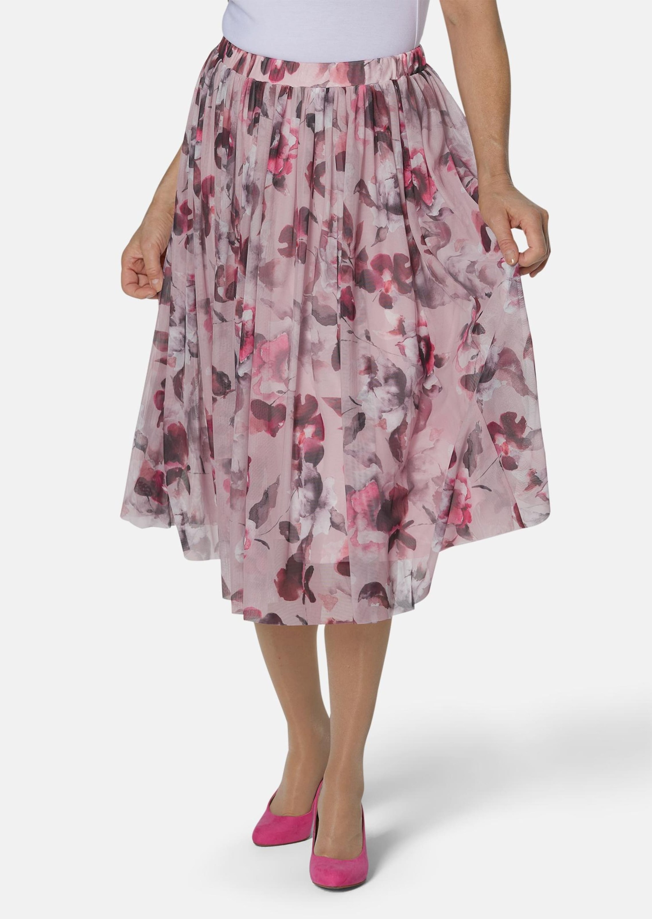 GOLDNER Sommerrock "Kurzgröße Luftig schwingender Rock aus bedrucktem Mesh" günstig online kaufen