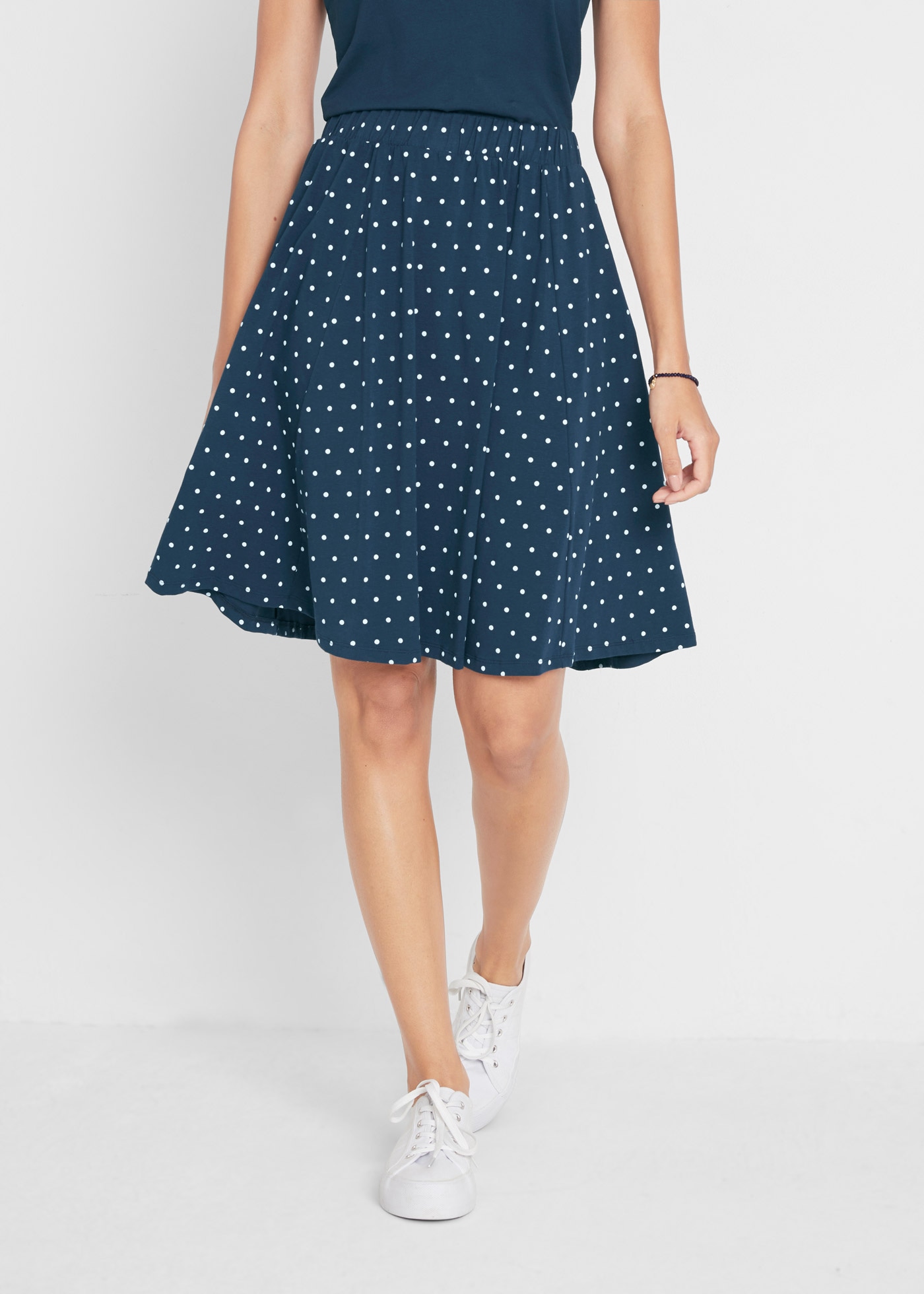 bonprix Jerseyrock Packung, 2 Stk. aus Baumwollmischung, A-Linie Passform, mit Gummizug