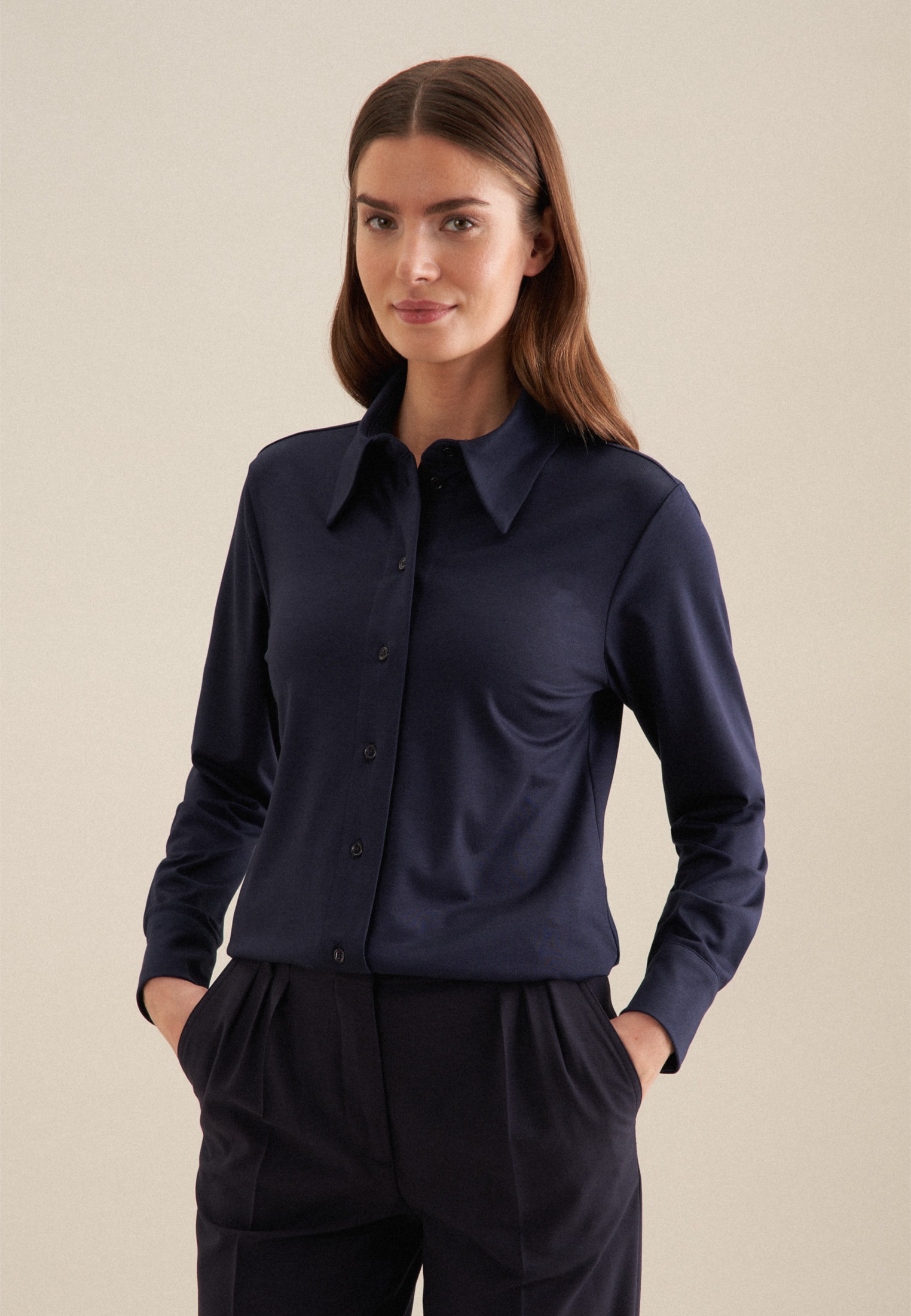 seidensticker Hemdbluse "Schwarze Rose", 1/1 Kragen Uni günstig online kaufen