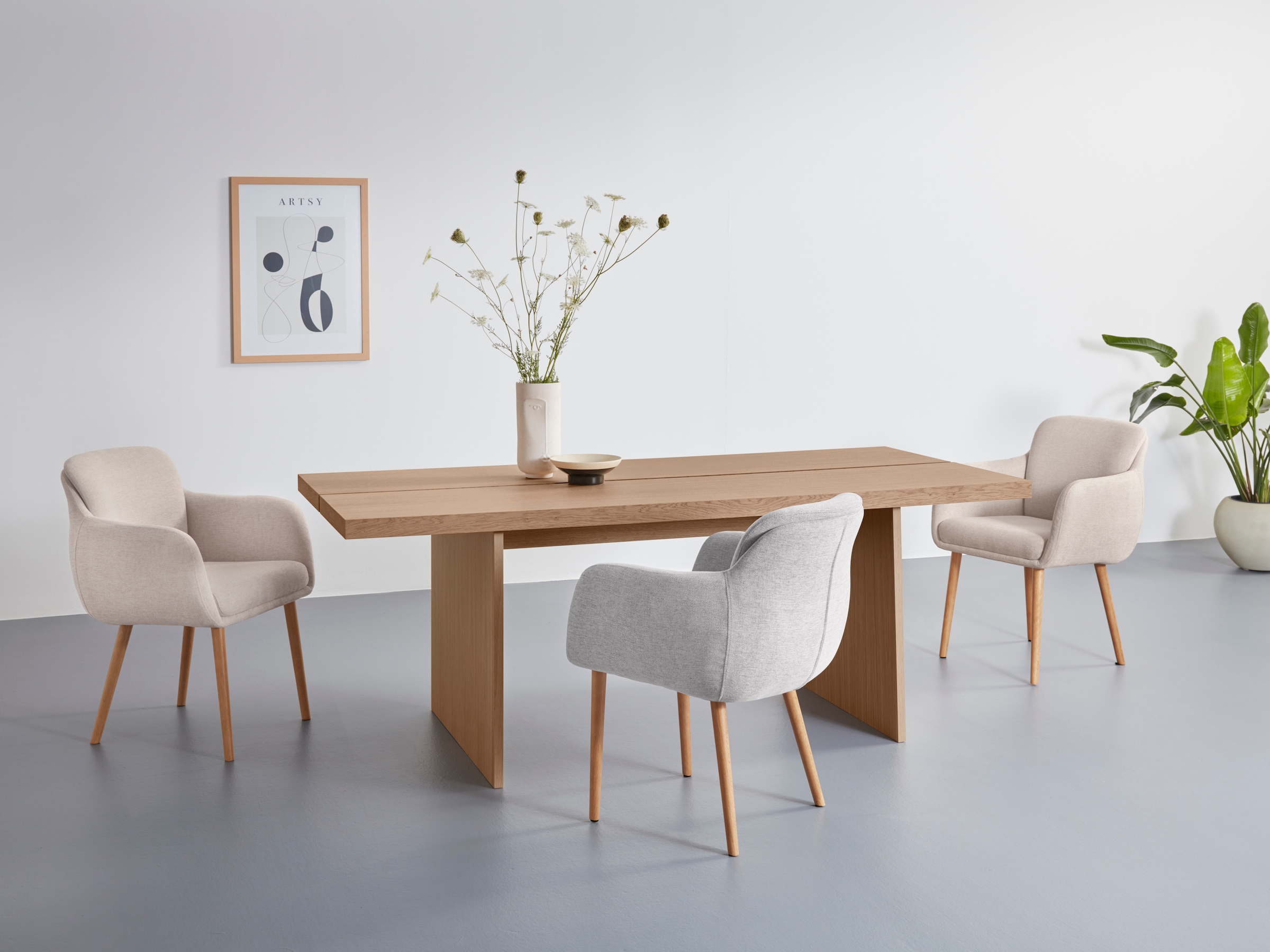 LeGer Home by Lena Gercke Esszimmerstuhl »Donnica, TOPSELLER!«, Webstoff, pflegeleichter Webstoff, eine Eiche massiv, Schalenstuhl