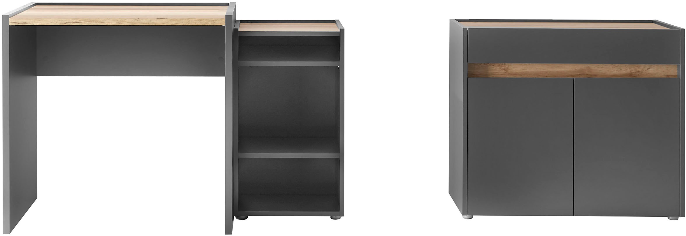 INOSIGN Büromöbel-Set »CITY/GiRON, modernes Design, Homeoff., Büro in zwei Farben/Wotan Eiche«, (Set, 3 tlg.), enthält Unterschrank, Kommode, Schreibtisch, wohnliches Home Office