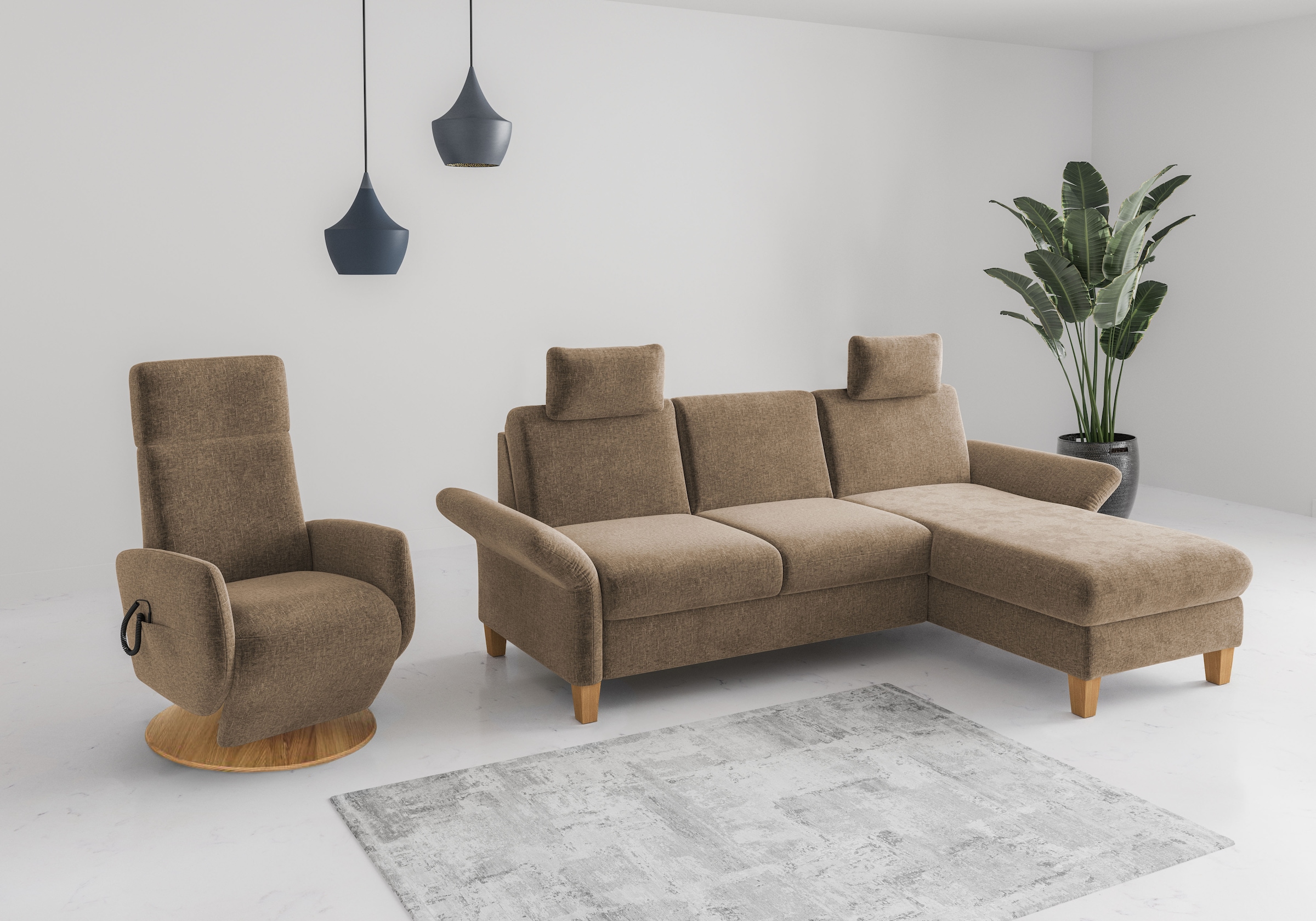 Home affaire Ecksofa »Rochelle«, wahlweise mit Armlverstellung, Klappbett mit Rollen & Bettkasten