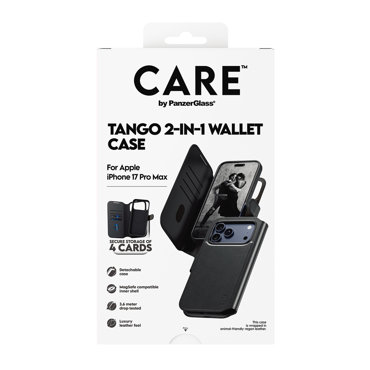 CARE by PanzerGlass Handyhülle »Tango 2-in-1 Wallet Case für Apple iPhone 17 Pro Max« Apple iPhone 17 Pro Max Backcover, Schutzhülle, Handyschutzhülle, Case, Schutzcase, stoßfest