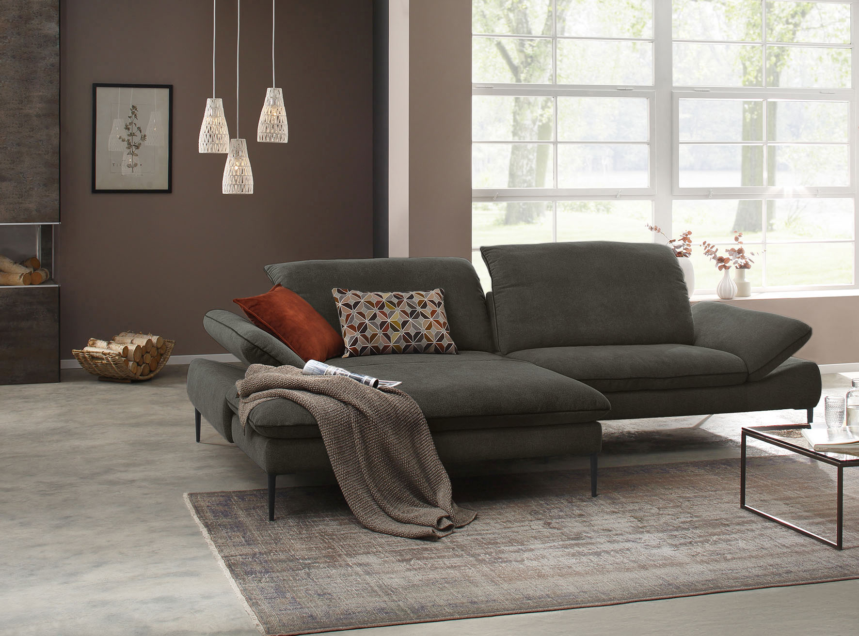 W.SCHILLIG Ecksofa "enjoy&MORE, Designsofa, elegant und bequem, L-Form" Sitztiefenverstellung, Füße schwarz pulverbeschichtet, Breite 294 cm