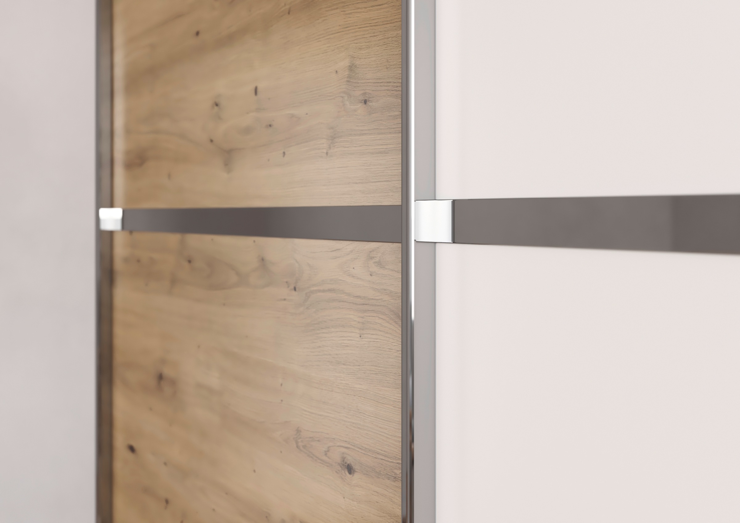 rauch Kleiderschrank »Schwebetürenschrank OTTO´s Choice Garderobe Schrank TOP ANGEBOT Avola«, (in 3 verschiedenen Ausstattungen BASIC/CLASSIC/PREMIUM inkl. Spiegel), mit eleganten Zierleisten in Chrom, Schwarz oder Weiß MADE IN GERMANY