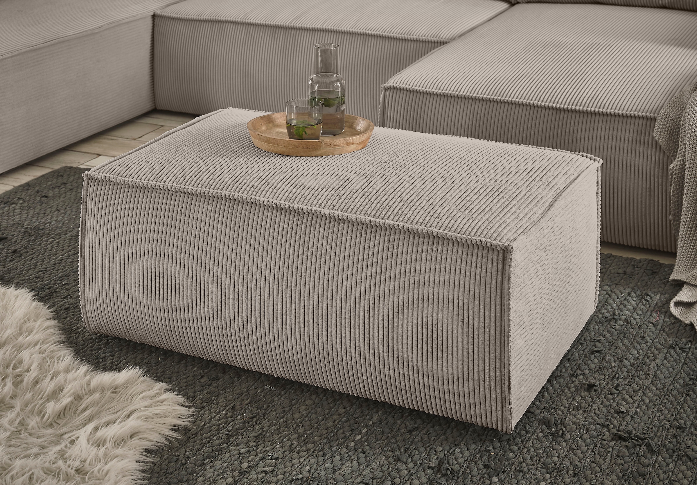 Home affaire Hocker "SHERWOOD, Polsterhocker in 3 Stoffarten verfügbar", pa günstig online kaufen