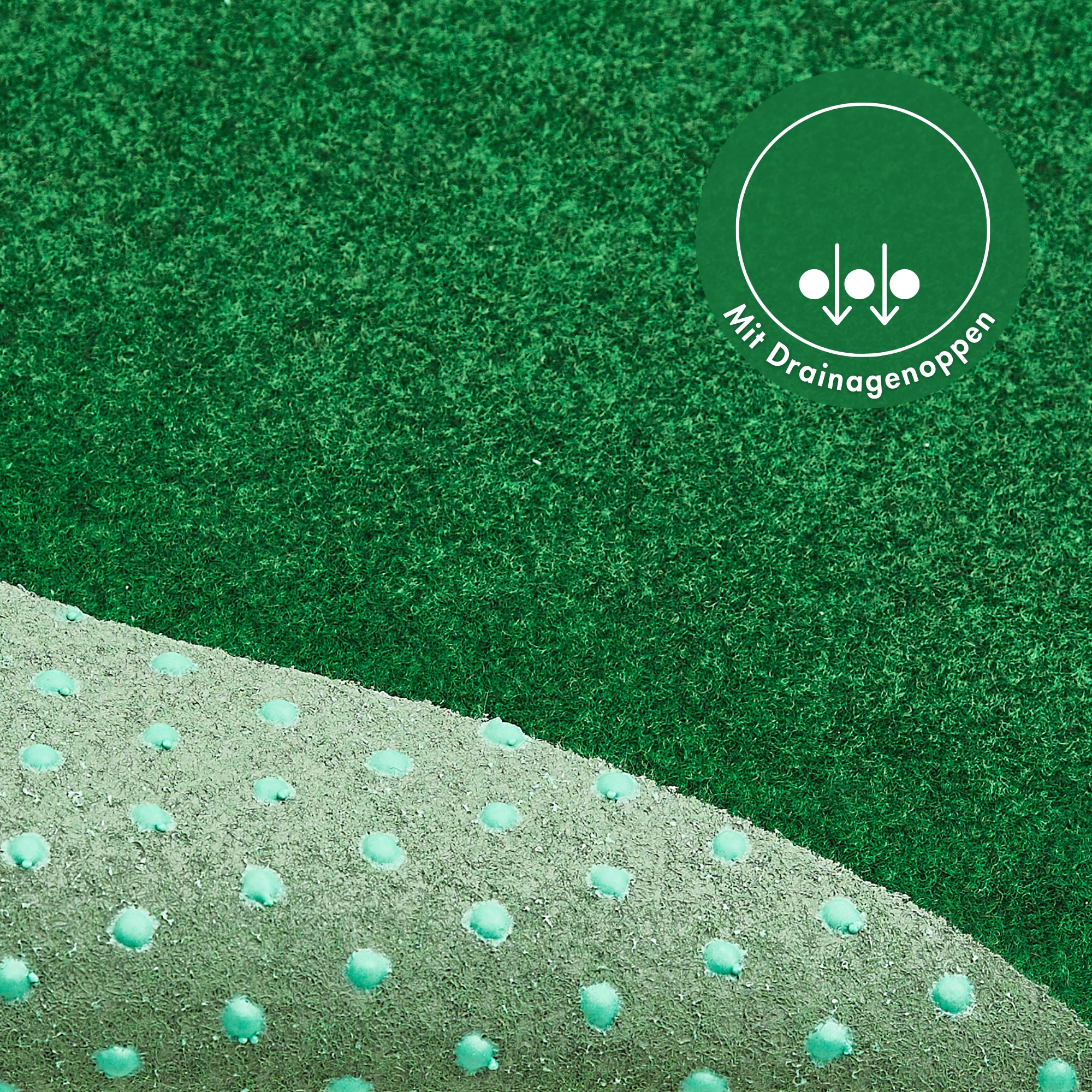 Andiamo Kunstrasen »Field, Made in Belgium«, rund, 4 mm Höhe, Rasenteppich aus Nadelfilz, mit Noppen, für Balkon & Terrasse