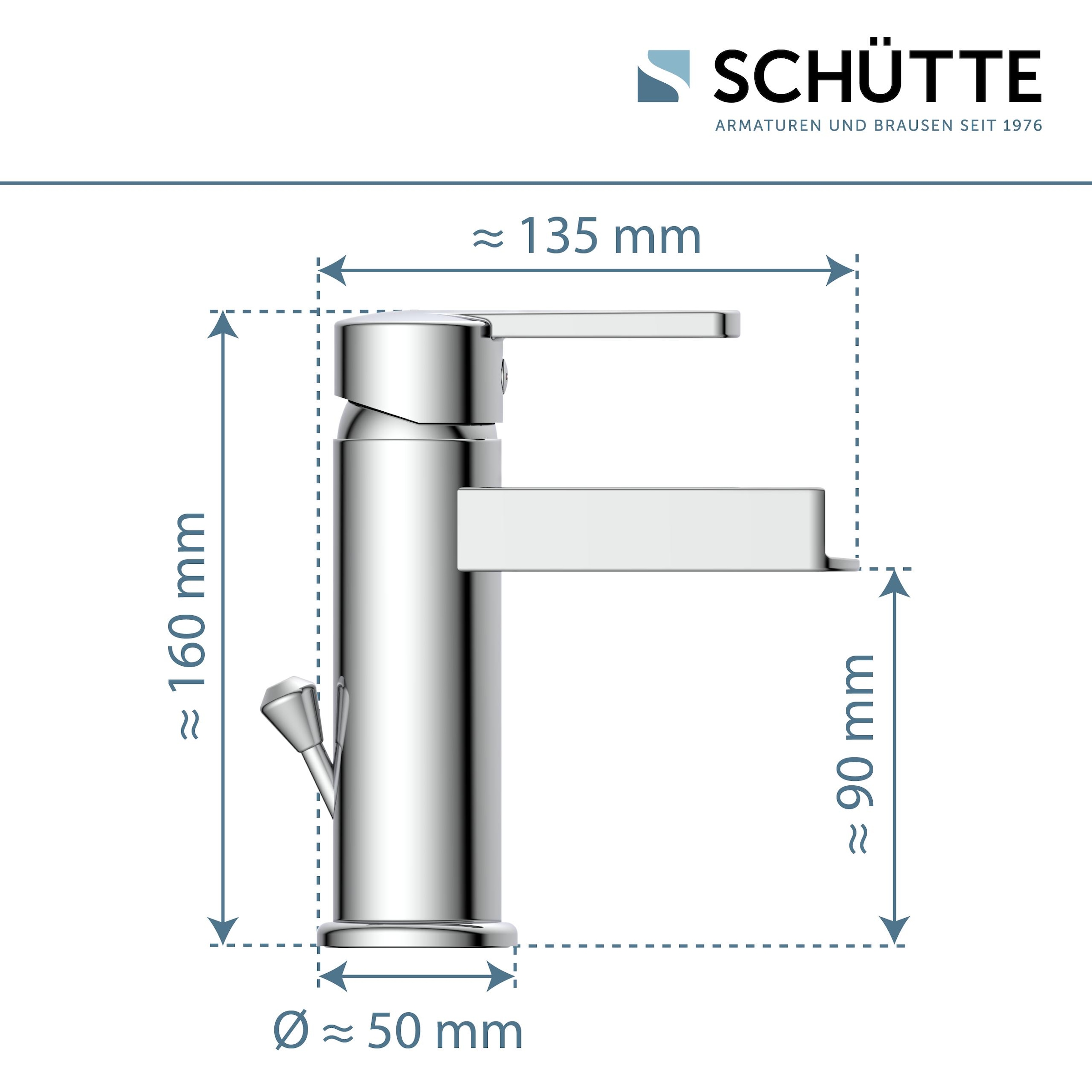 Schütte Waschtischarmatur »Niagara«, mit Zugstange, Wasserhahn mit Wasserfall, Mischbatterie Waschbecken