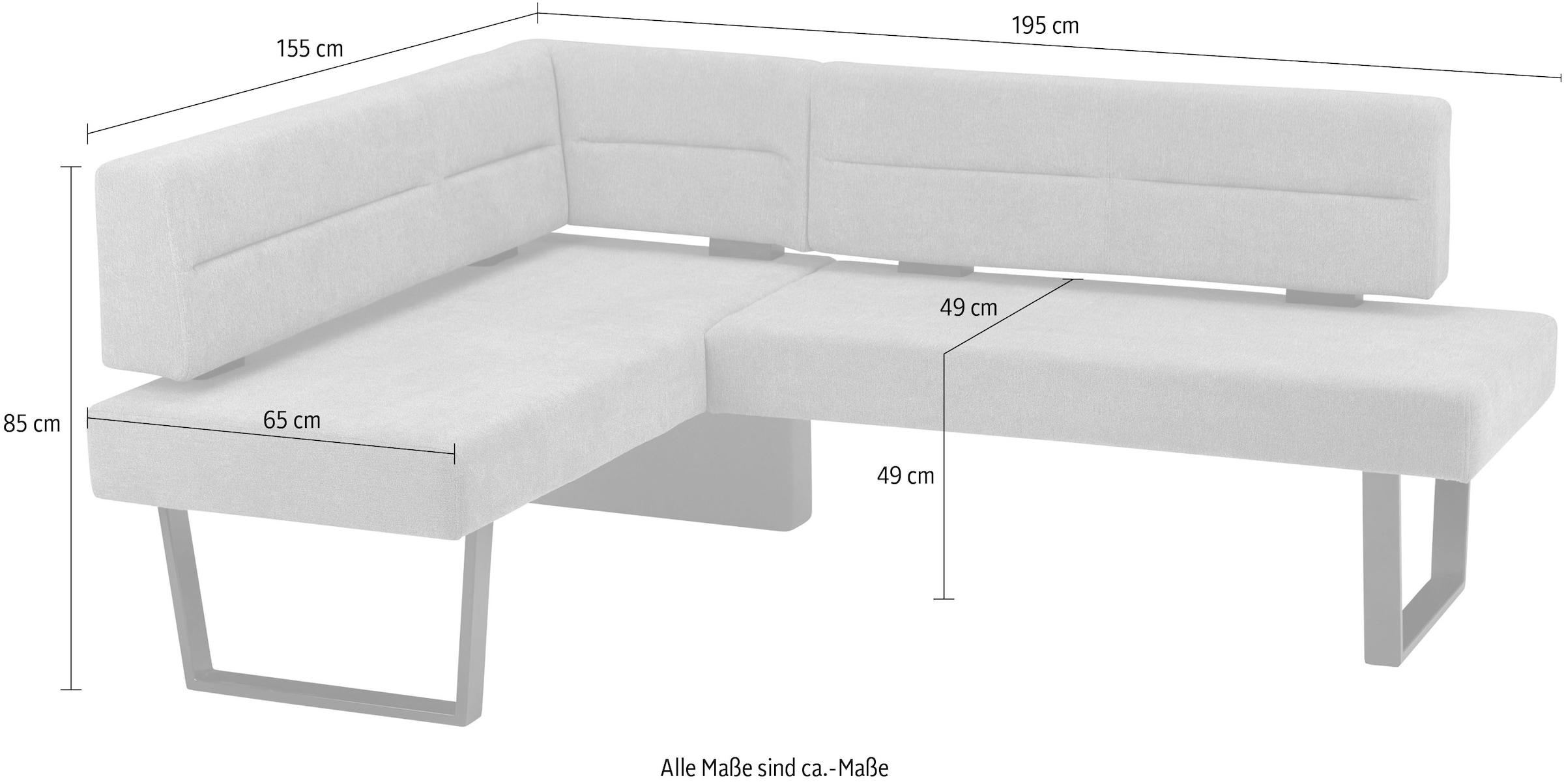 SCHÖSSWENDER Eckbank, modernes Design, Gestell aus massivem Metall