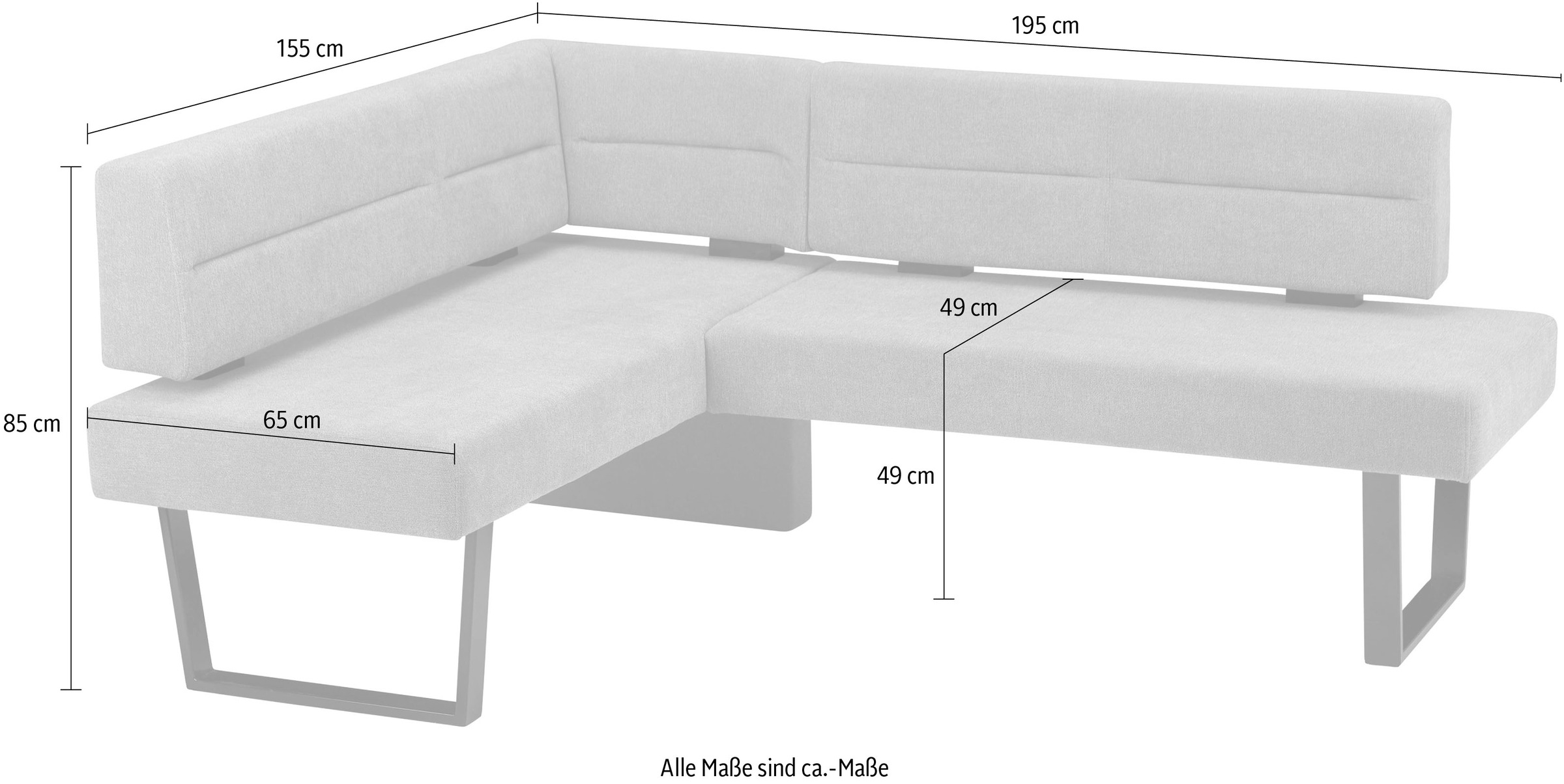 massivline&more Eckbank, modernes Design, Gestell aus massivem Metall günstig online kaufen
