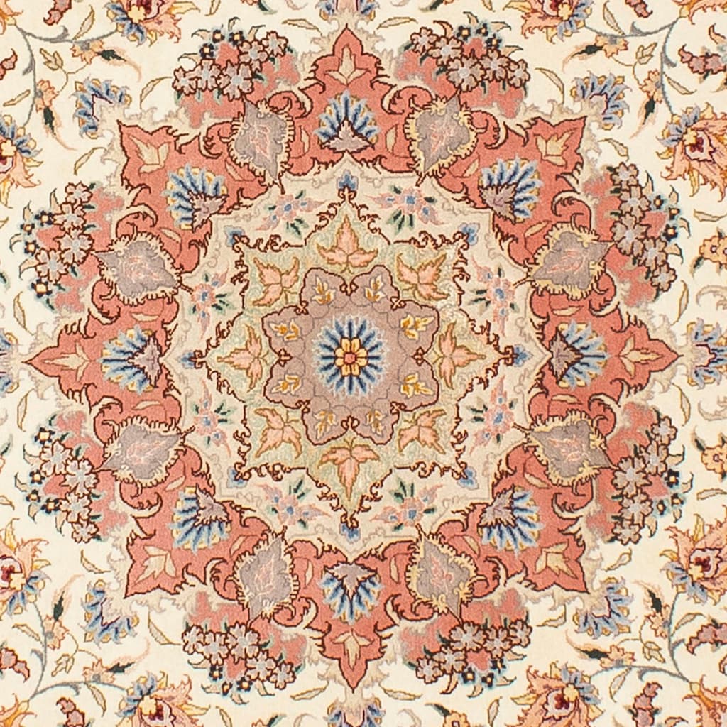 morgenland Orientteppich »Perser - Täbriz - Royal rund - 194 x 194 cm - beige«, rund, Wohnzimmer, Handgeknüpft, Einzelstück mit Zertifikat