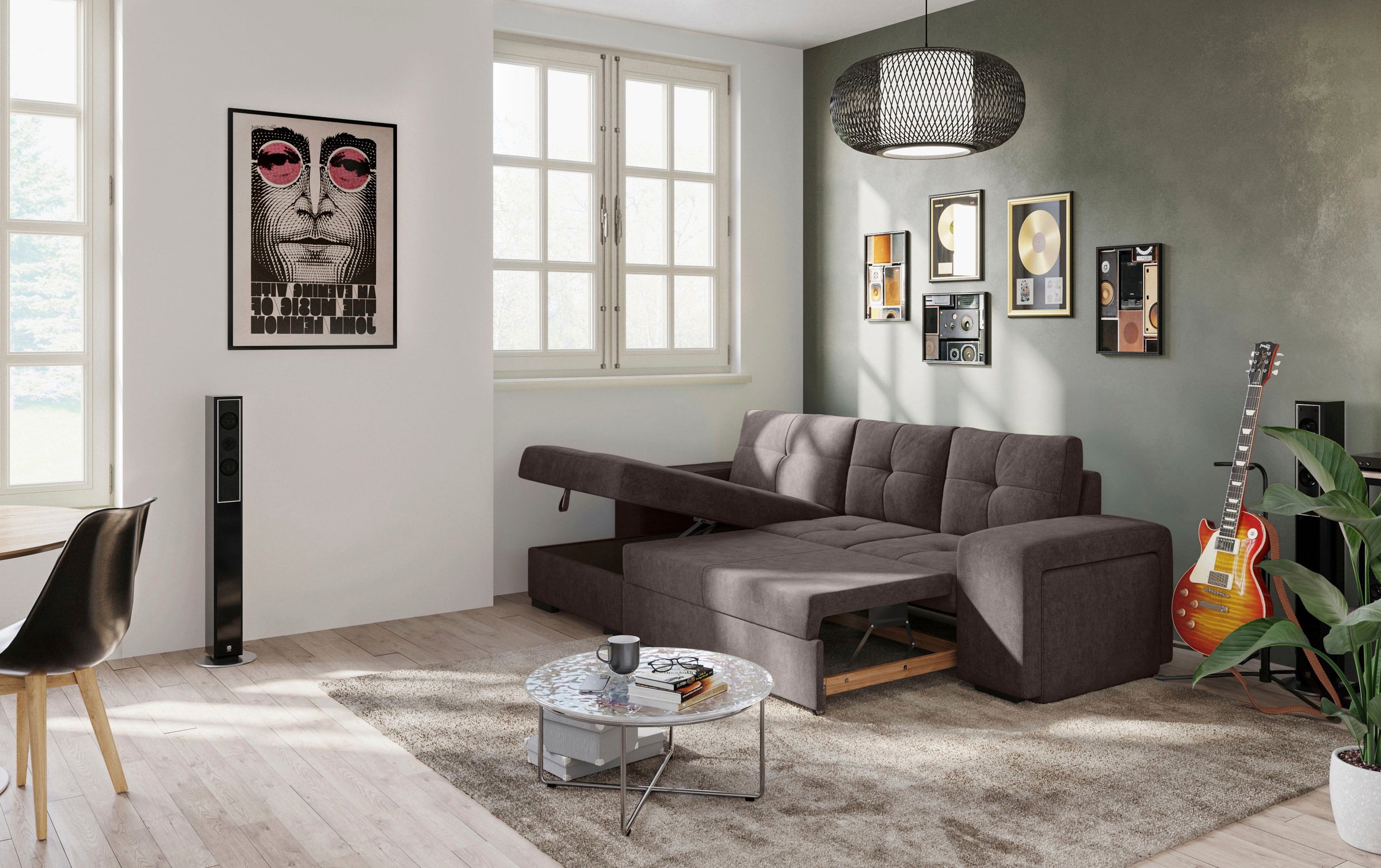 COTTA Ecksofa »Mattina L-Form«, mit Hocker, wahlweise mit Bettfunktion & Bettkasten