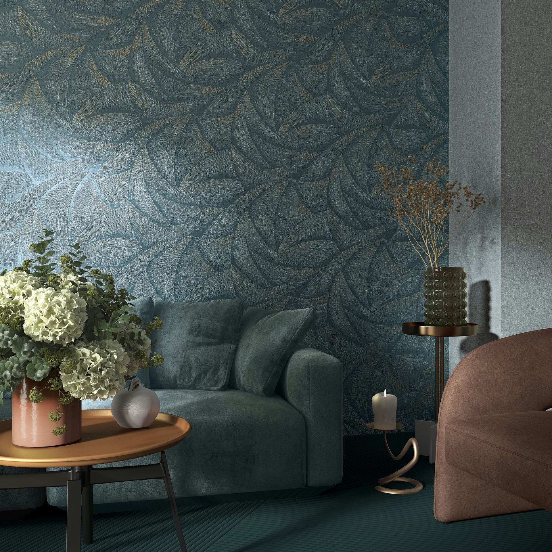Marburg Vliestapete "Tapete Calm Waves" geometrisch geprägt moderne Vliestapete für Wohnzimmer Schlafzimmer Küche