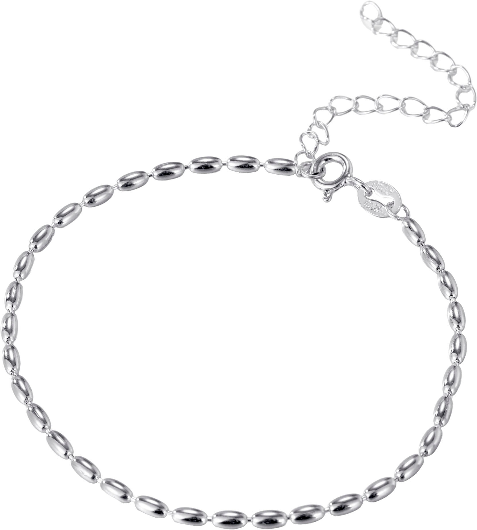 FIRETTI Damen Silberkette "Schmuck Geschenk Silber 925 Armband Kette Fußkette Olivenkette oval", 21, Silber 925 (Sterlingsilber), B: 2mm, silber,