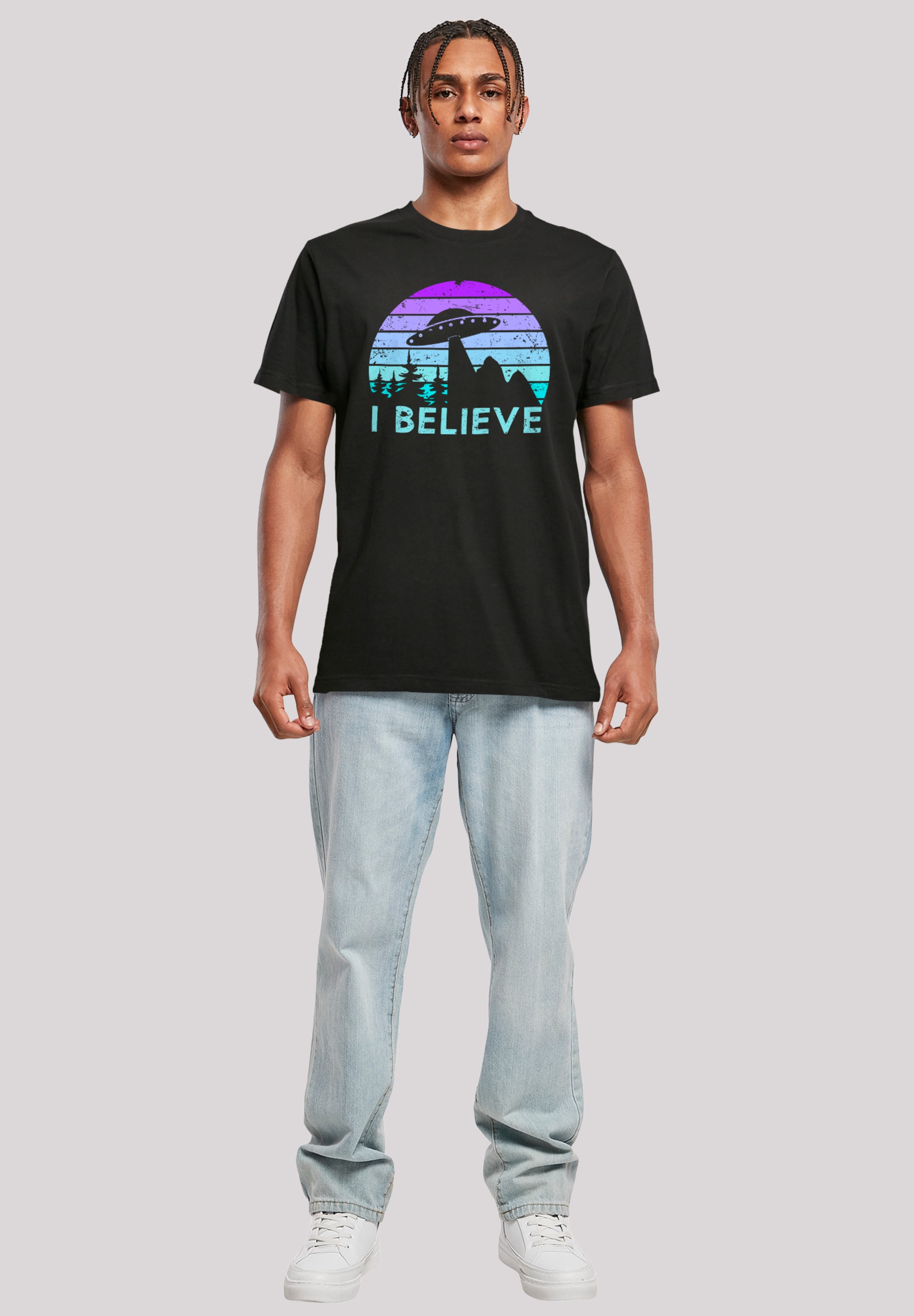 F4NT4STIC T-Shirt »I BELIEVE UFO Alien Raumschiff Retro«, Premium Qualität