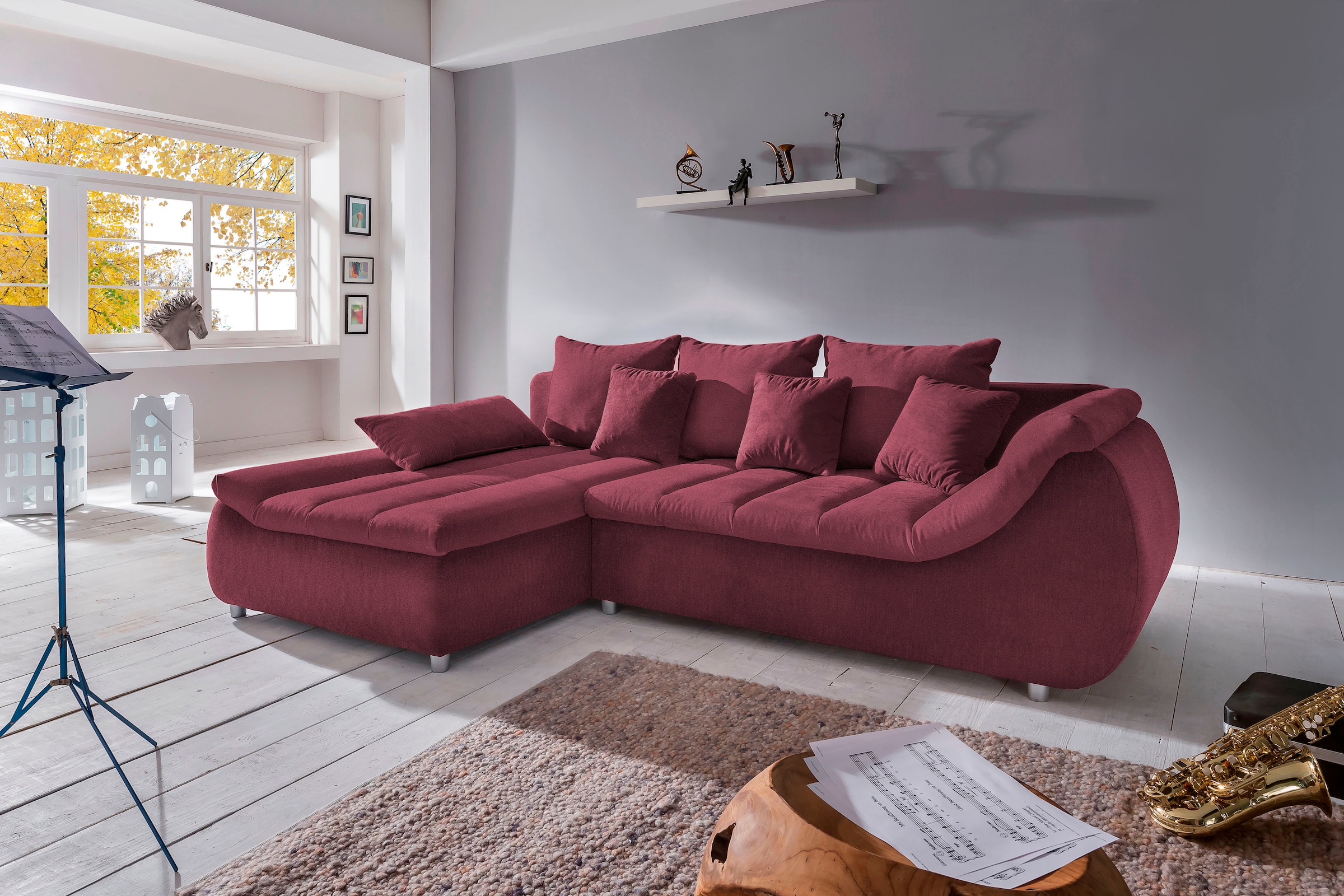 Home affaire Ecksofa "Imola, bequem, aktuelle Steppung im Sitz, L-Form, Breite 270cm" wahlweise mit Bettfunktion, OTTOs Choice