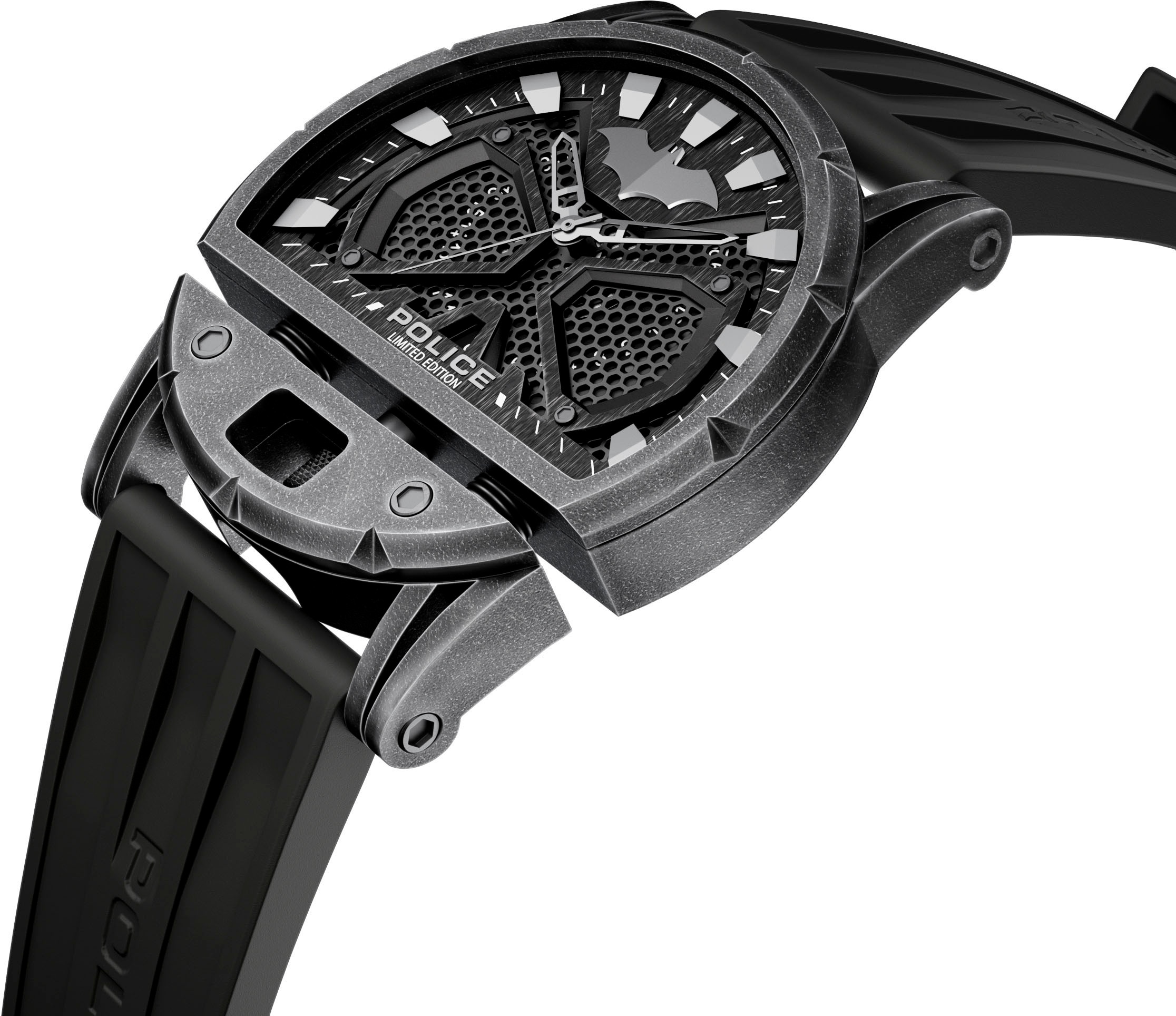 Police Quarzuhr »BATMAN DARK SIDE«, Armbanduhr, Herrenuhr, Silikonarmband, analog, Datum