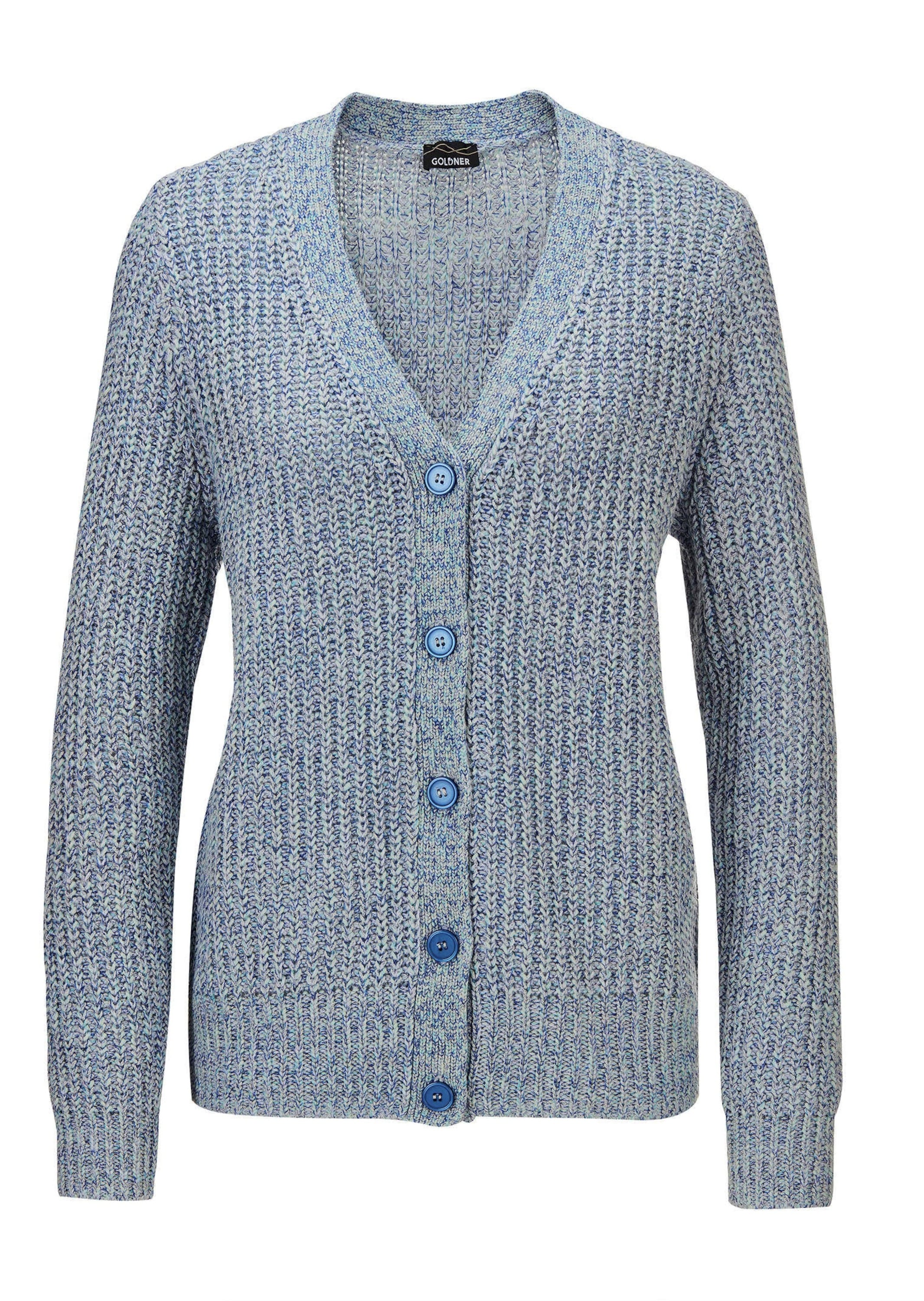 GOLDNER "Kurzgröße Langarm Strickjacke mit V-Ausschnitt" Knopfleiste