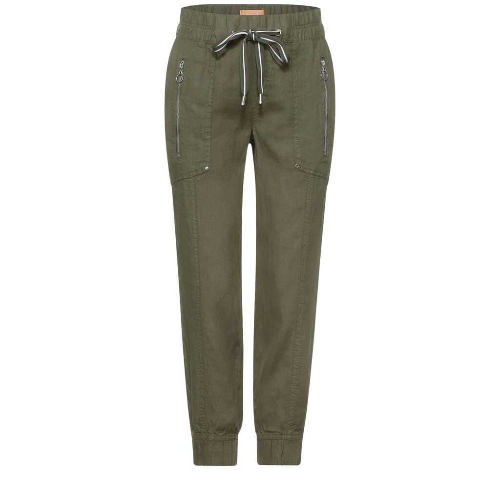 Damenmode Hosen STREET ONE Cargohose, Elastikbund mit Tunnelzug olivgrün Damenmode Hosen STREET ONE Cargohose, Elastikbund mit Tunnelzug olivgrün