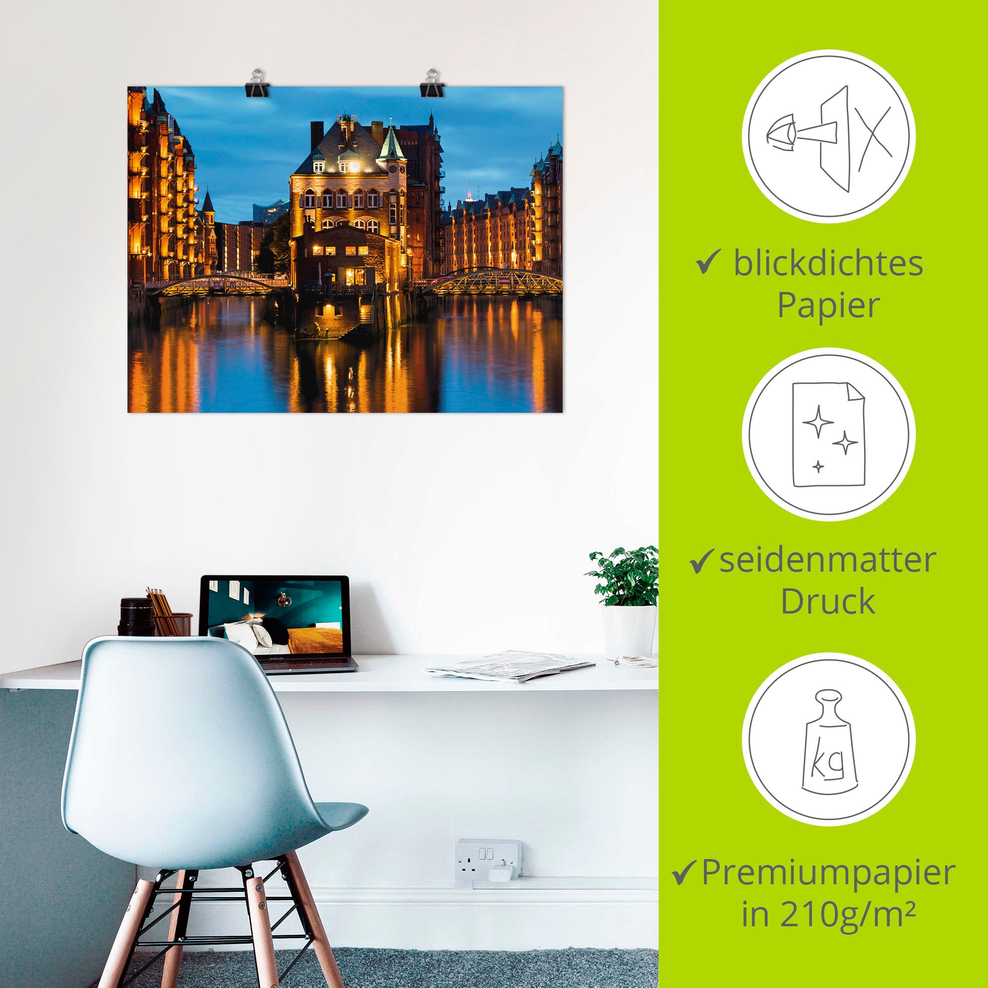 Artland Wandbild »Teil der alten Speicherstadt in Hamburg«, Deutschland, (1 St.), als Leinwandbild, Poster, Wandaufkleber in verschied. Größen
