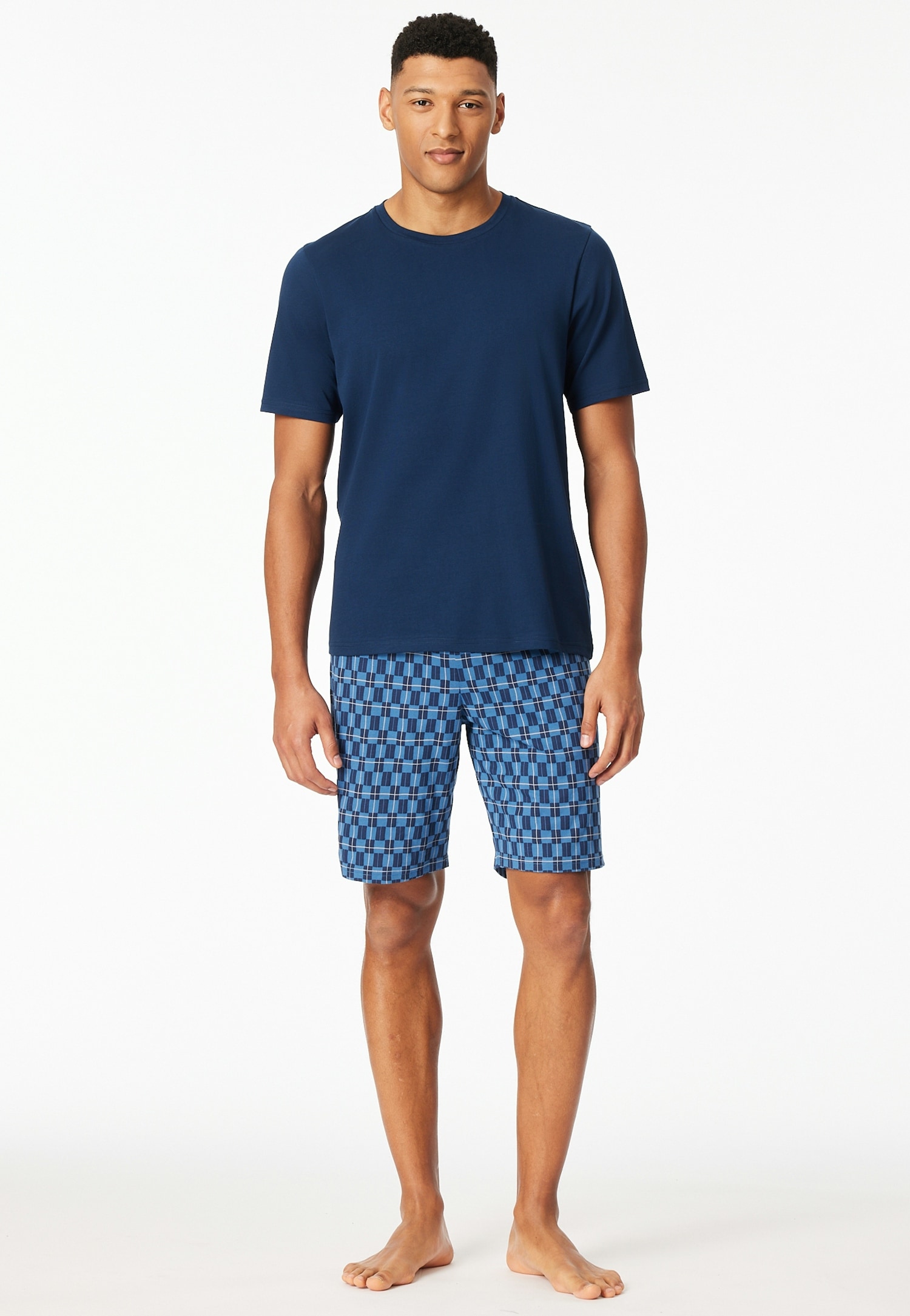 Schiesser Shorty "Casual Essentials" 2 tlg. mit unifarbenem Oberteil und ge günstig online kaufen