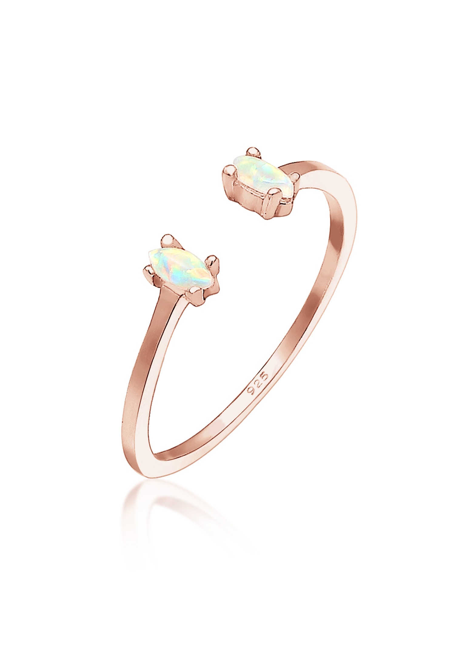 Fingerring »mit Opal Oval Offen Verstellbar 925 Silber«