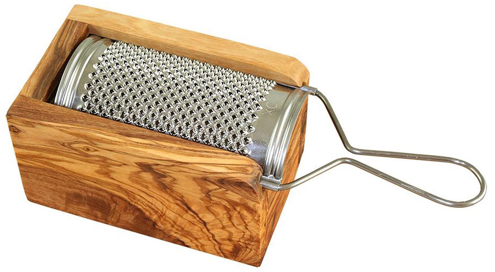 Olivenholz-erleben Käsereibe "für Hartkäse und Muskat, aus Edelstahl mit Ol günstig online kaufen