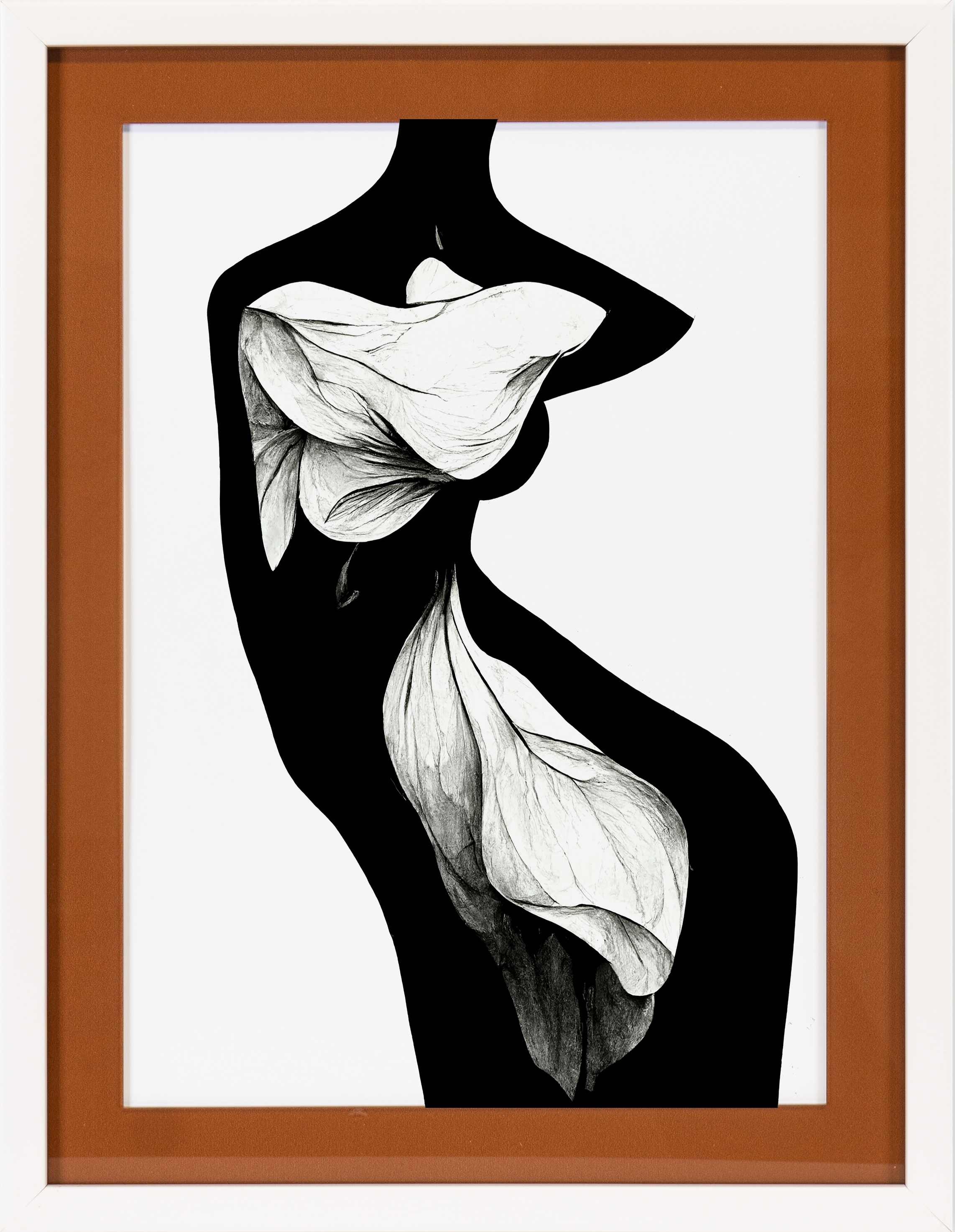 queence Bild mit Rahmen »Frauenkörper, Blume, braun«, Bilder von Frauen-Frau-Schwarz-Weiß, (1 St.), Poster mit buntem Acrylglas Passepartout