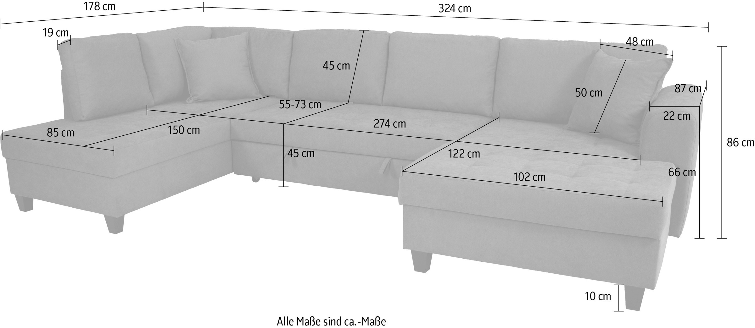 Trends by HG Wohnlandschaft »Moritz, U-Form«