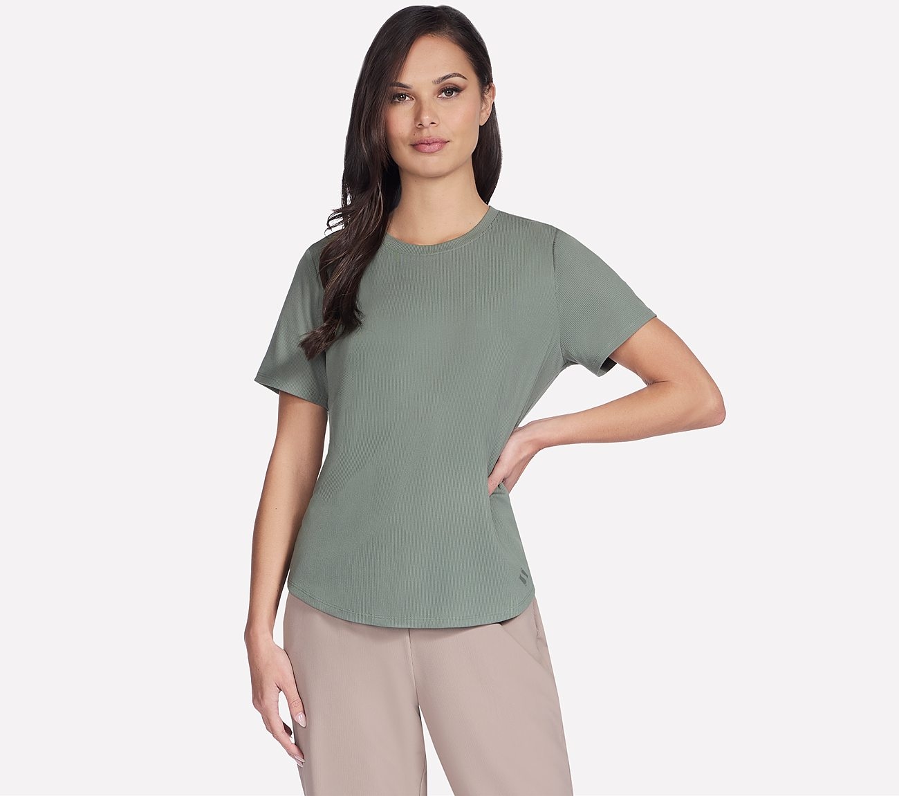 Skechers "GOWALK LUXE RIB TEE" strukturiertes Kurzarm-T-Shirt, mit Rundhalsausschnitt
