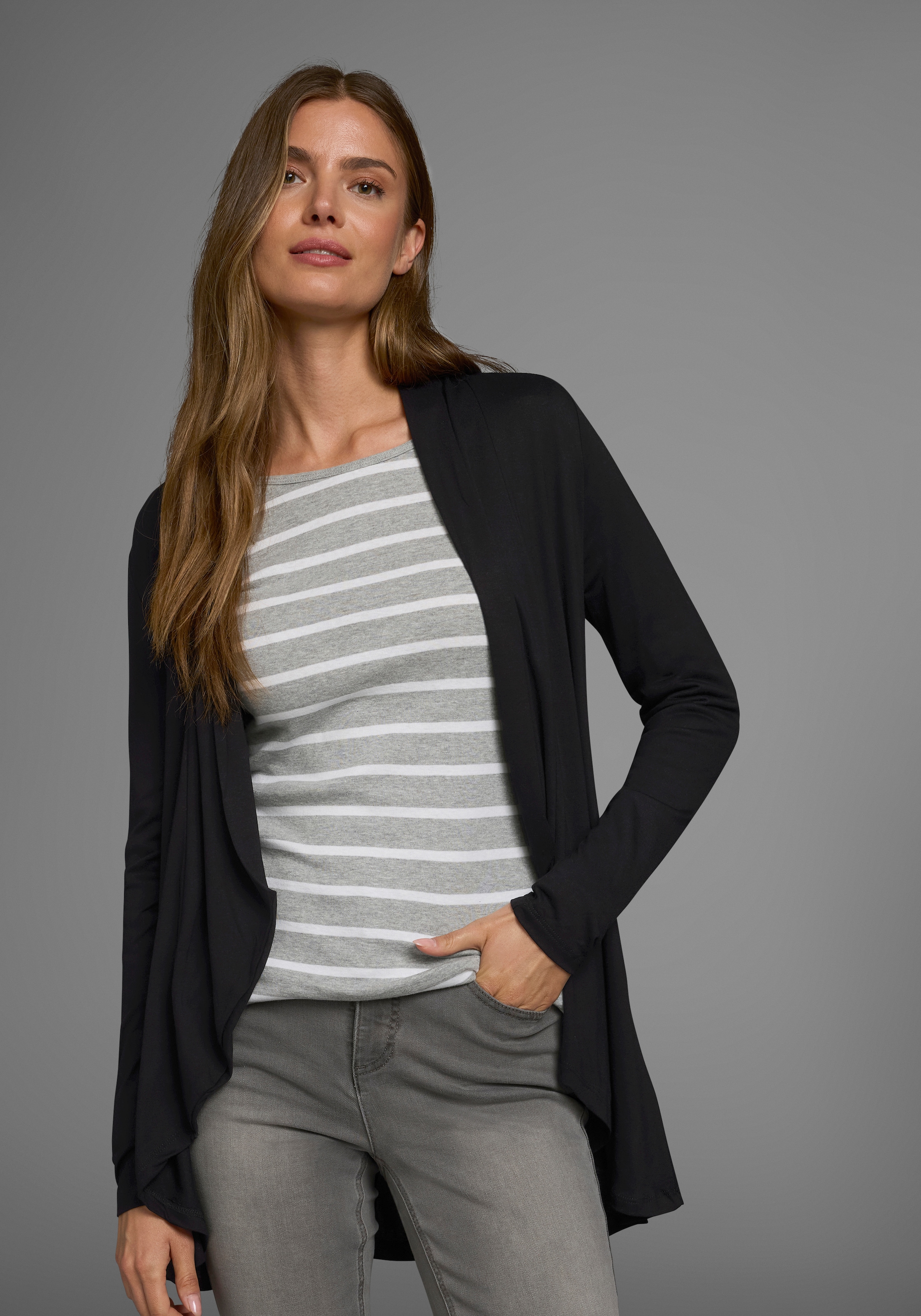 Boysens Shirtjacke, Langarm, mit Schalkragen, aus elastischem Jersey günstig online kaufen