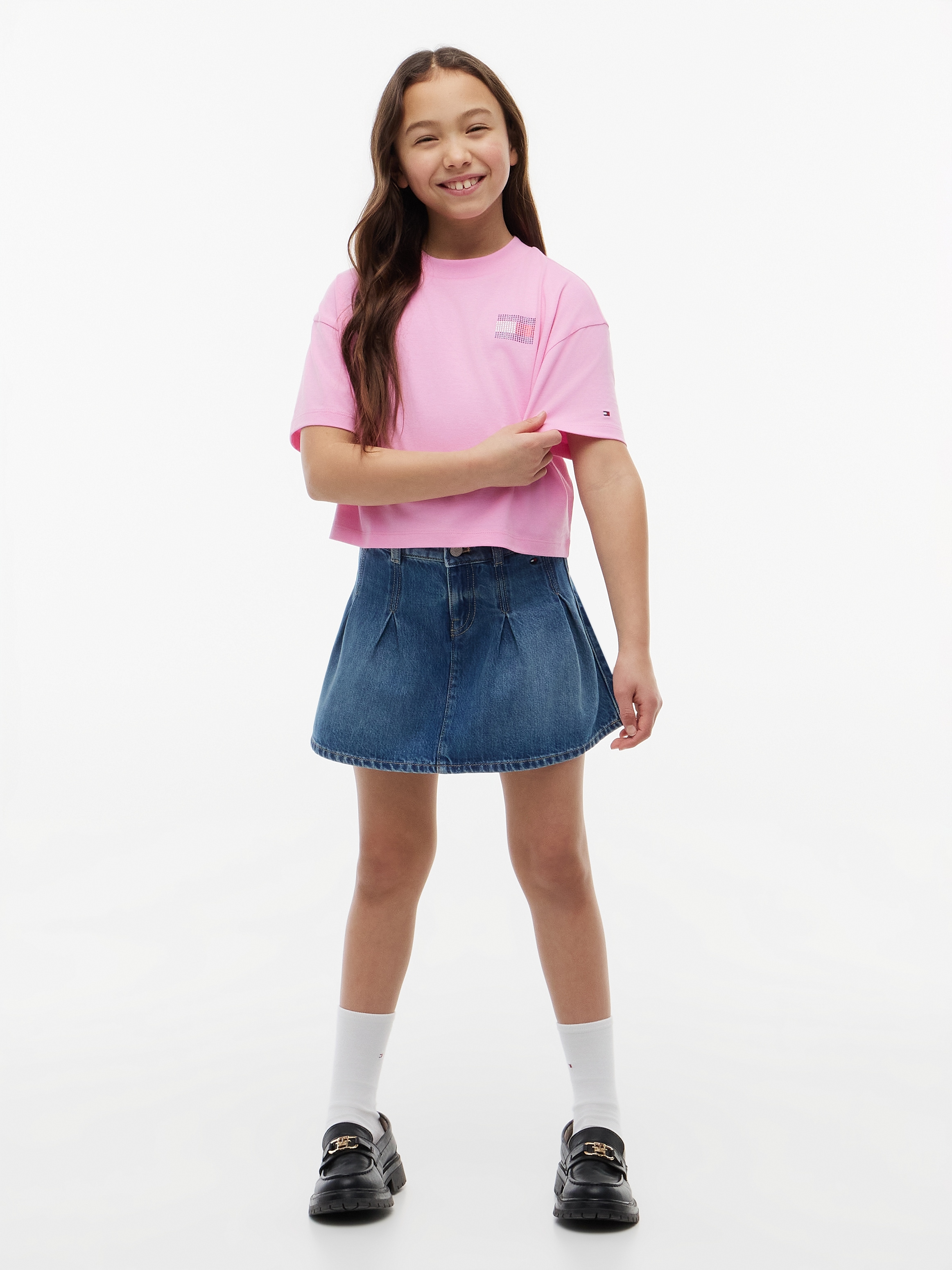 Tommy Hilfiger T-Shirt Rundhalsausschnitt, mit Glitzersteinen, Kinder bis 16 Jahre
