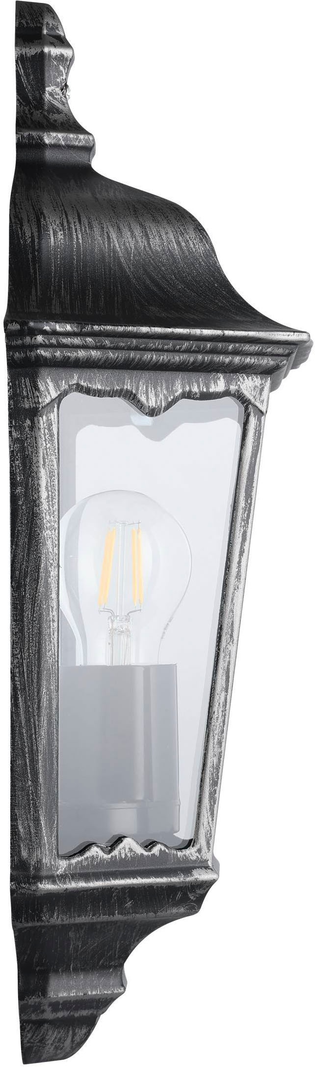 EGLO Wandleuchte »Navedo Außen-Wandlampe, Wandlampe aus Aluguss und Glas, E27, IP44« E27 1 Stk. Wand-/Deckenleuchte - L29 x H43 x AL13 cm - schwarz, silber-patina