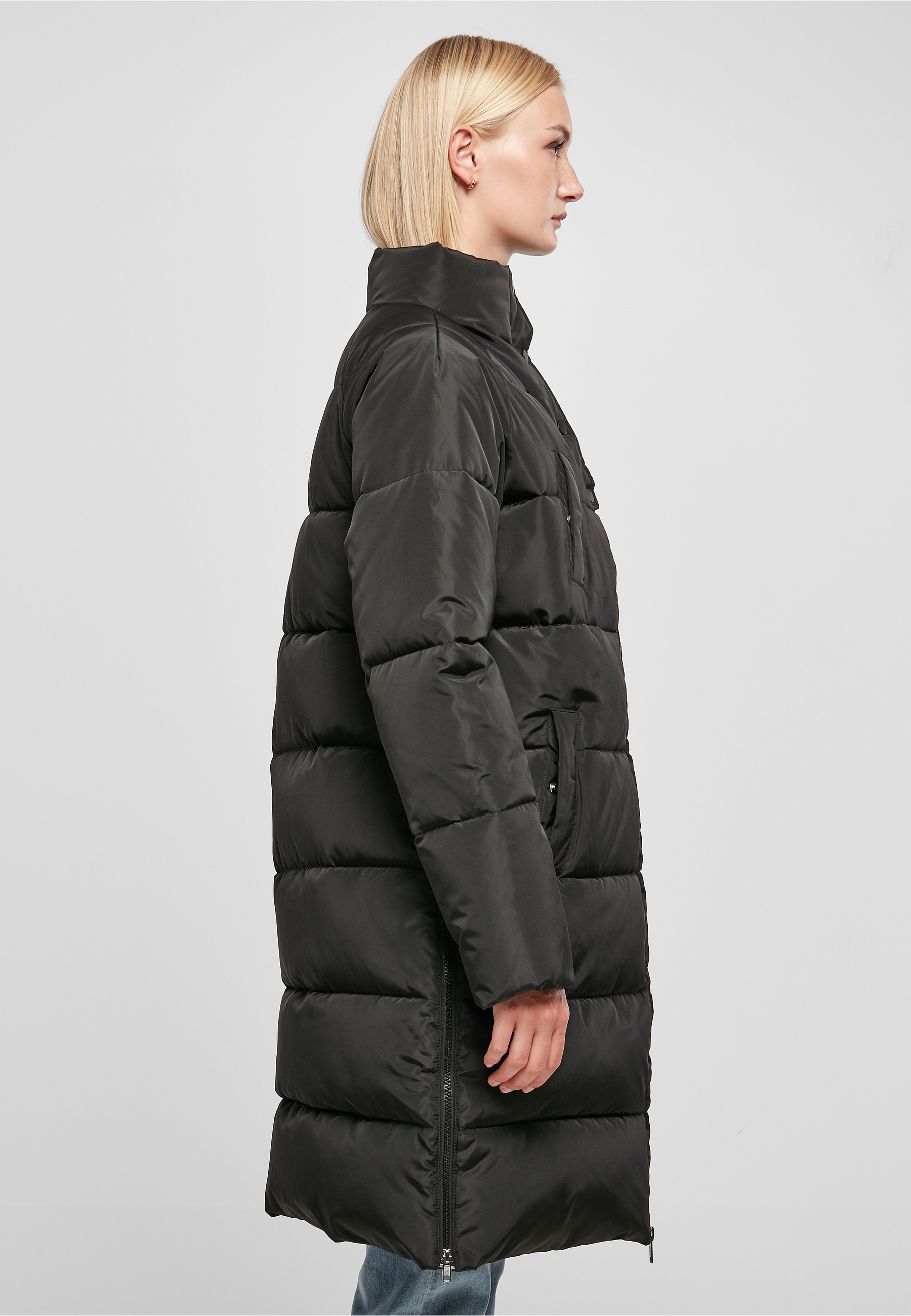 URBAN CLASSICS Winterjacke »Urban Classics Damen Ladies High Neck Puffer Coat« 1 Stk. tlg. ohne Kapuze