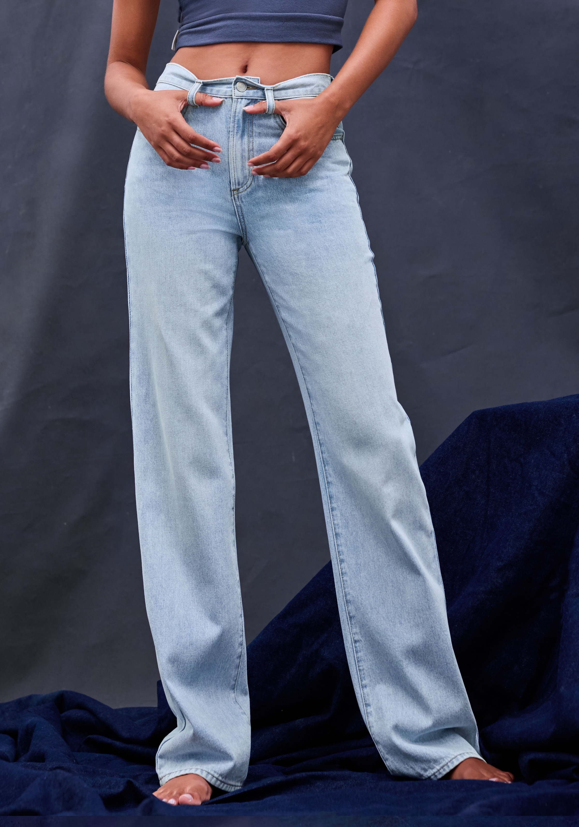 LASCANA Weite Jeans, mit hohem Bund und 5-Pocket-Style, Wide-Leg Jeans günstig online kaufen