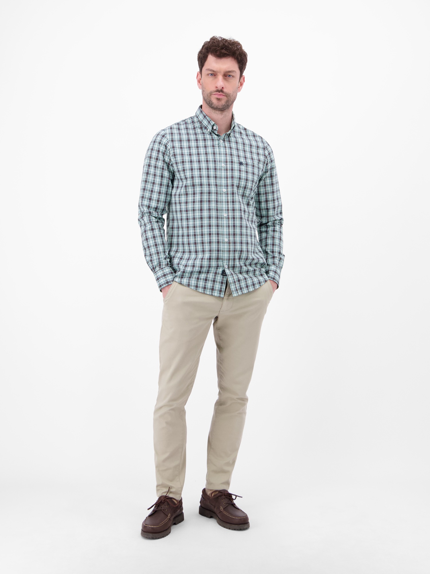 Langarmhemd LERROS, Herren, Gr. XL, N-Gr, arctic blau, Web, Obermaterial: 100% Baumwolle, kariert, regular fit hüftbedeckend, Rundhals, Hemden, kariert, mit Knopfleiste 3