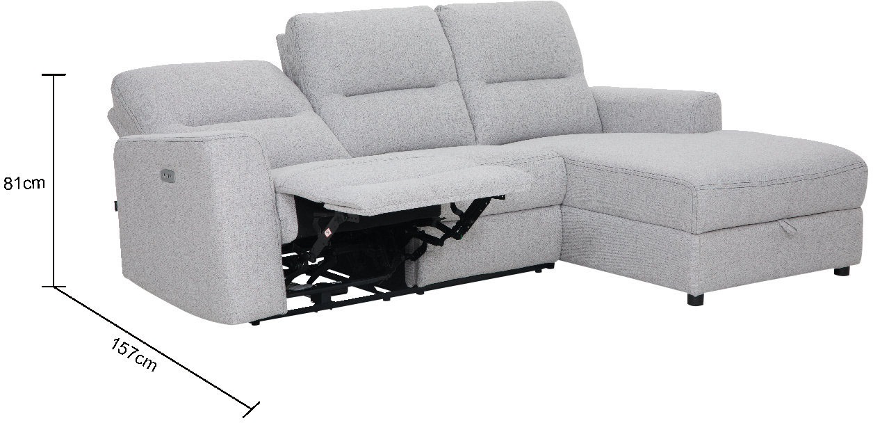 Home affaire Ecksofa »VENOIR, L-Form, 250 cm, manuelle u. elektrische Funktion (m. USB A/C)«, Stauraum unter der Recamiere, 2. Staufach, Federkern