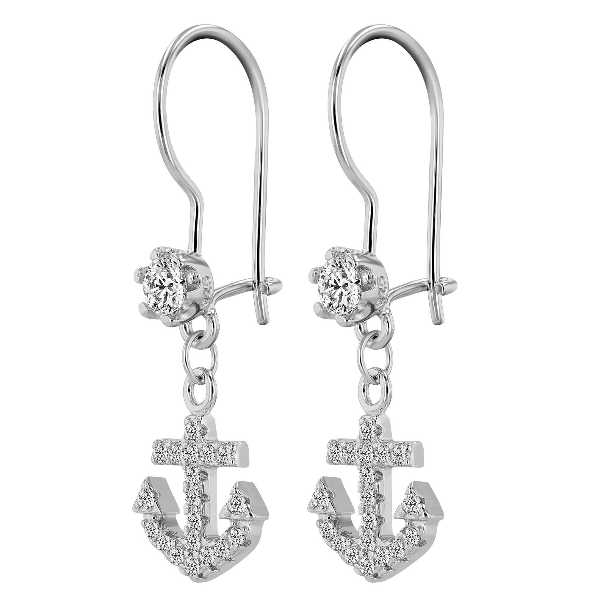 Adelia´s Paar Ohrhänger »Ohrhänger Anker aus 925 Silber mit Zirkonia«
