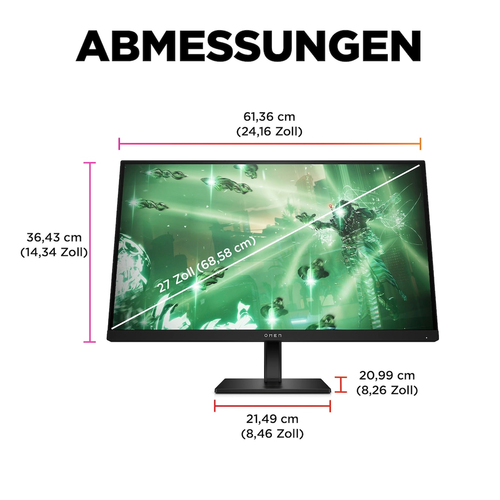 HP Gaming-Monitor »OMEN 27q (HSD-0156-A)«, 68,6 cm/27 Zoll, 2560 x 1440 px, QHD, 1 ms Reaktionszeit, 165 Hz