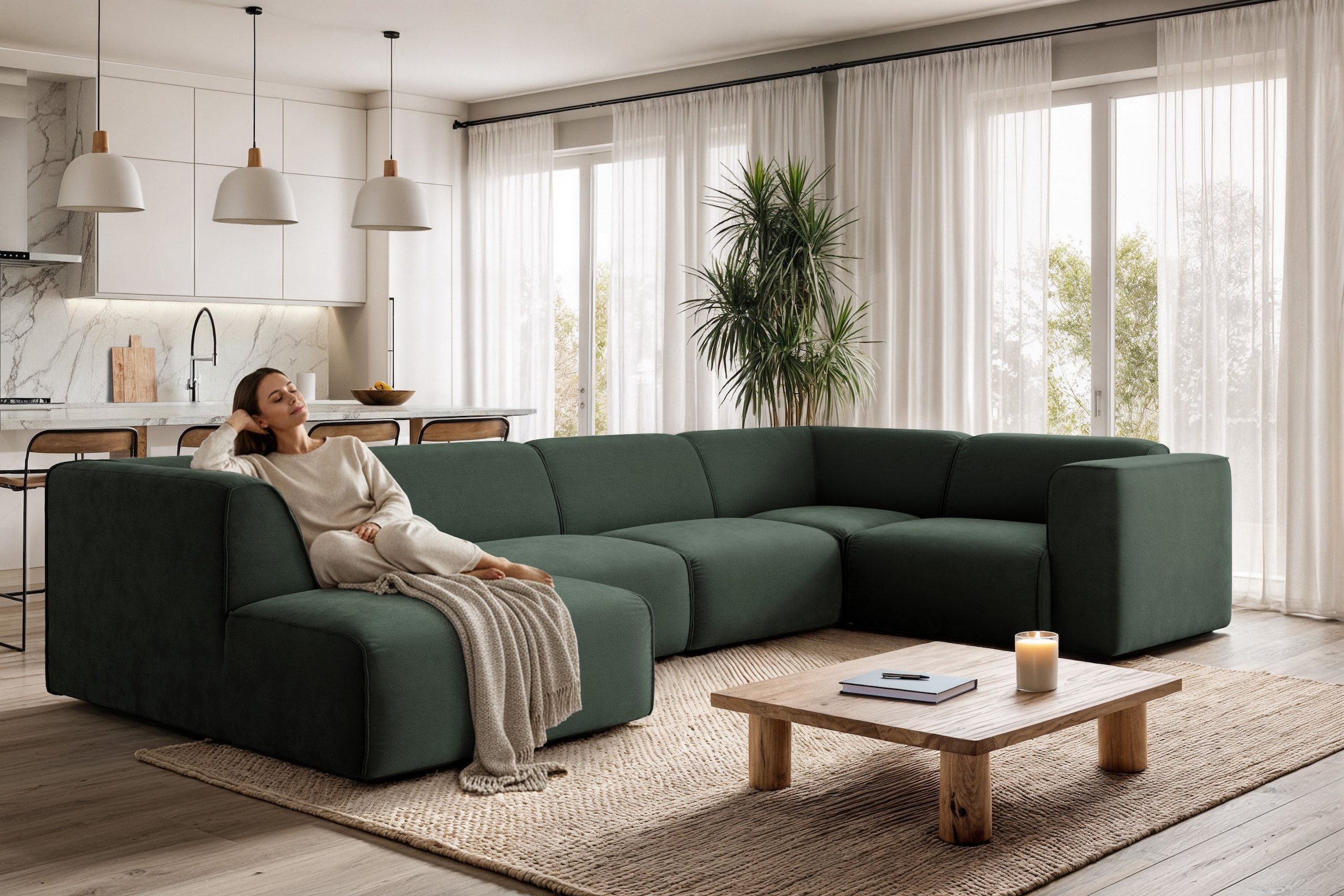 OTTO home Wohnlandschaft "Merid U-Form, jederzeit durch Module erweiterbar, günstig online kaufen