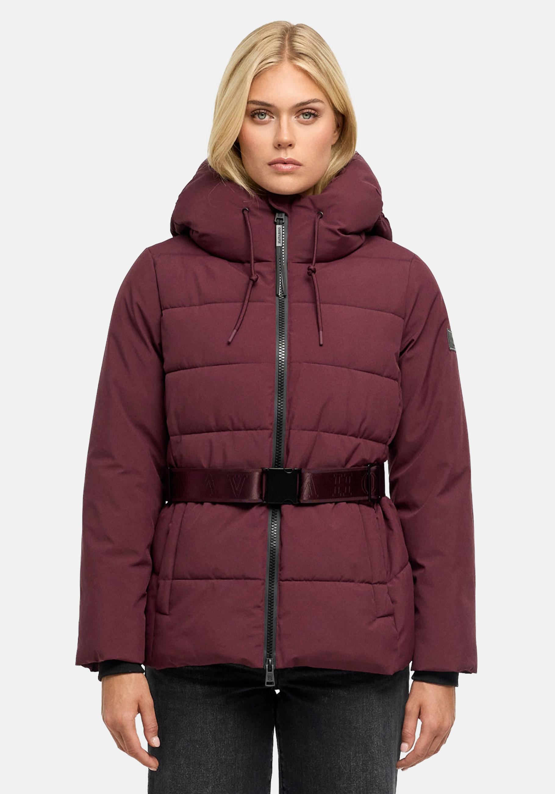 Navahoo Steppjacke "Wattewunder XIV" mit Kapuze Damen Winterjacke mit Taillengürtel