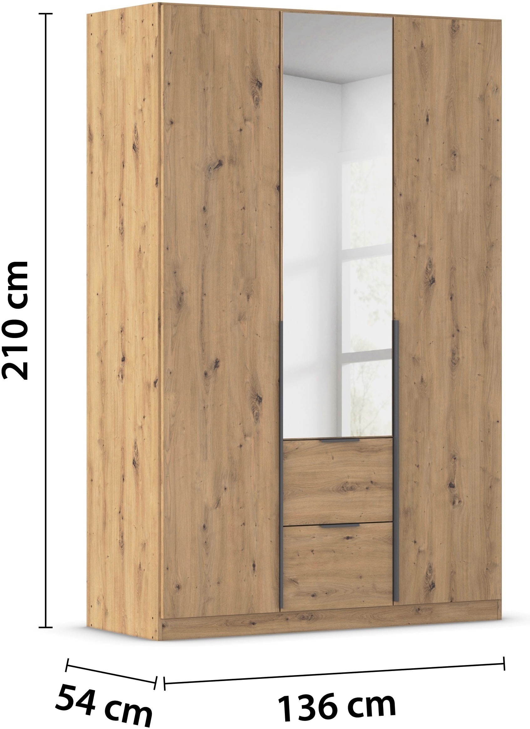 rauch Drehtürenschrank »Kleiderschrank Schrank Garderobe AGORDO mit Dekor- oder Hochglanzfront«, (in zwei Griff-Farben mit Dekor- oder Hochglanzfront), mit Außenschubkästen, in 6 Breiten und 2 Höhen MADE IN GERMANY