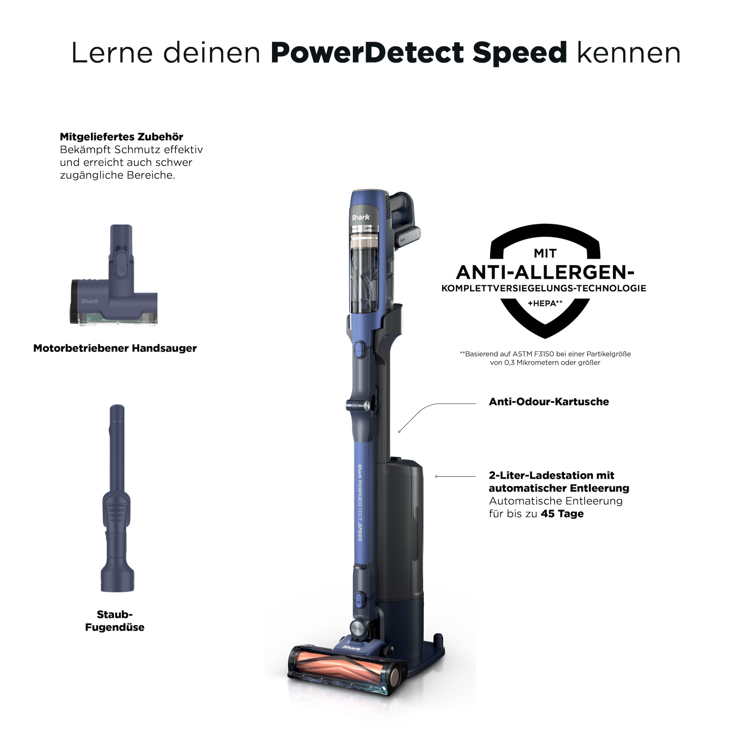 Shark Akku-Hand-und Stielstaubsauger »Shark PowerDetect Speed IA1241EU« 4 PowerDetect-Technologien, Reveal-Technologie