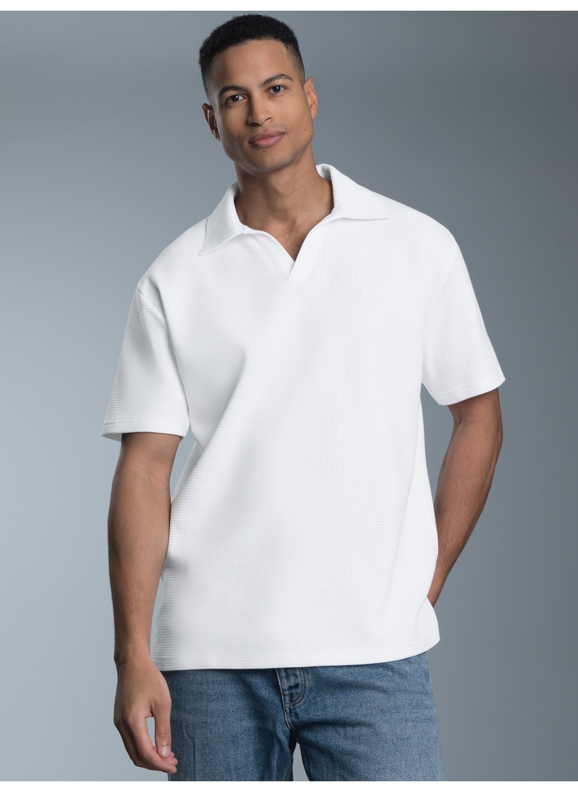 Trigema "TRIGEMA Oversized Poloshirt ohne Knopfleiste in Waffeloptik" 1 Stk.