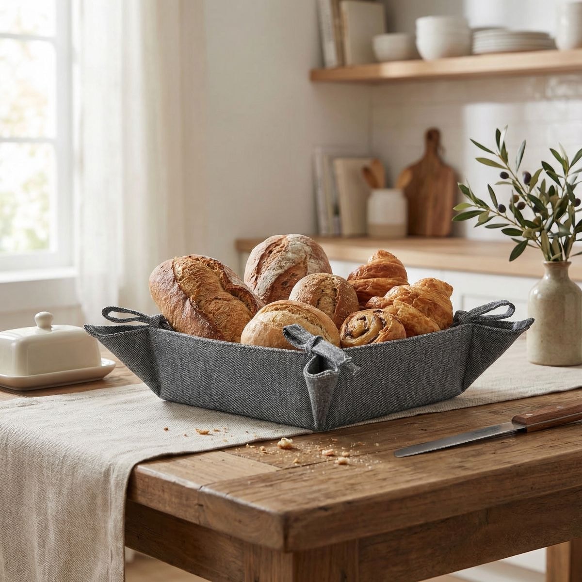 Home affaire Brotkorb »Brotkorb Grau 20x20cm«