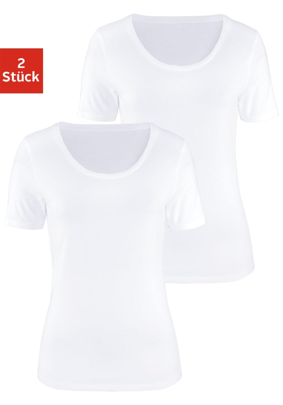 Vivance T-Shirt "aus elastischer Baumwoll-Qualität" 2er-Pack, aus elastischer Baumwoll-Qualität, sommerlich leicht