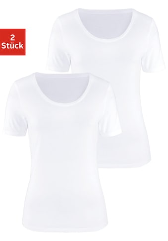 Vivance Kurzarmshirt, (2 tlg., 2er-Pack), aus elastischer Baumwoll-Qualität kaufen